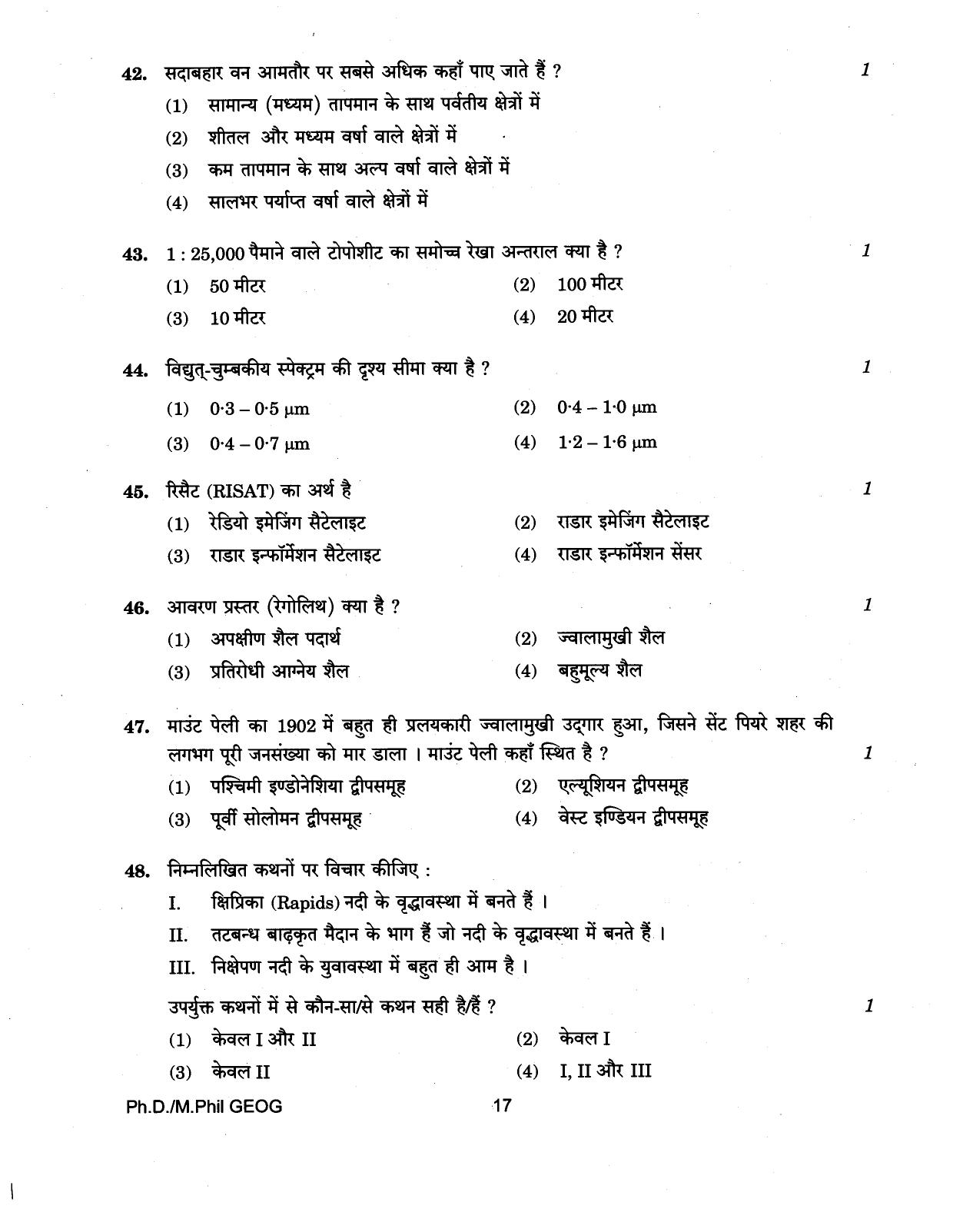 IGNOU PhD Entrance Test Ph./.M.Phil (Geography) 2018 Question Paper - Page 17