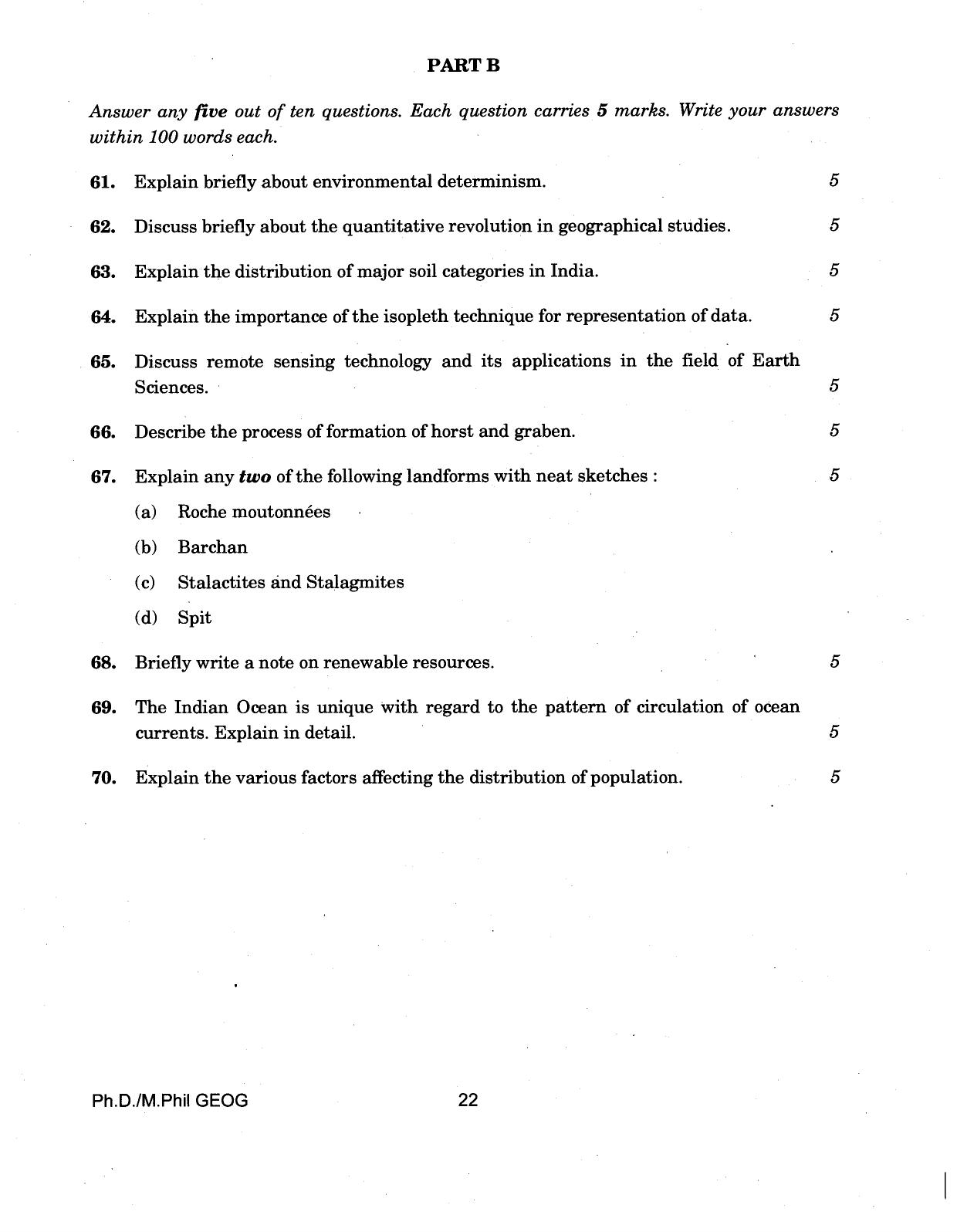 IGNOU PhD Entrance Test Ph./.M.Phil (Geography) 2018 Question Paper - Page 22