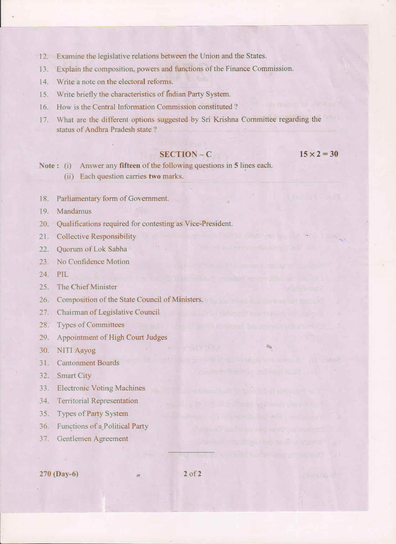 AP Inter 2nd Year Civics-II (EM) May 2018 (General) Question Paper - Page 2