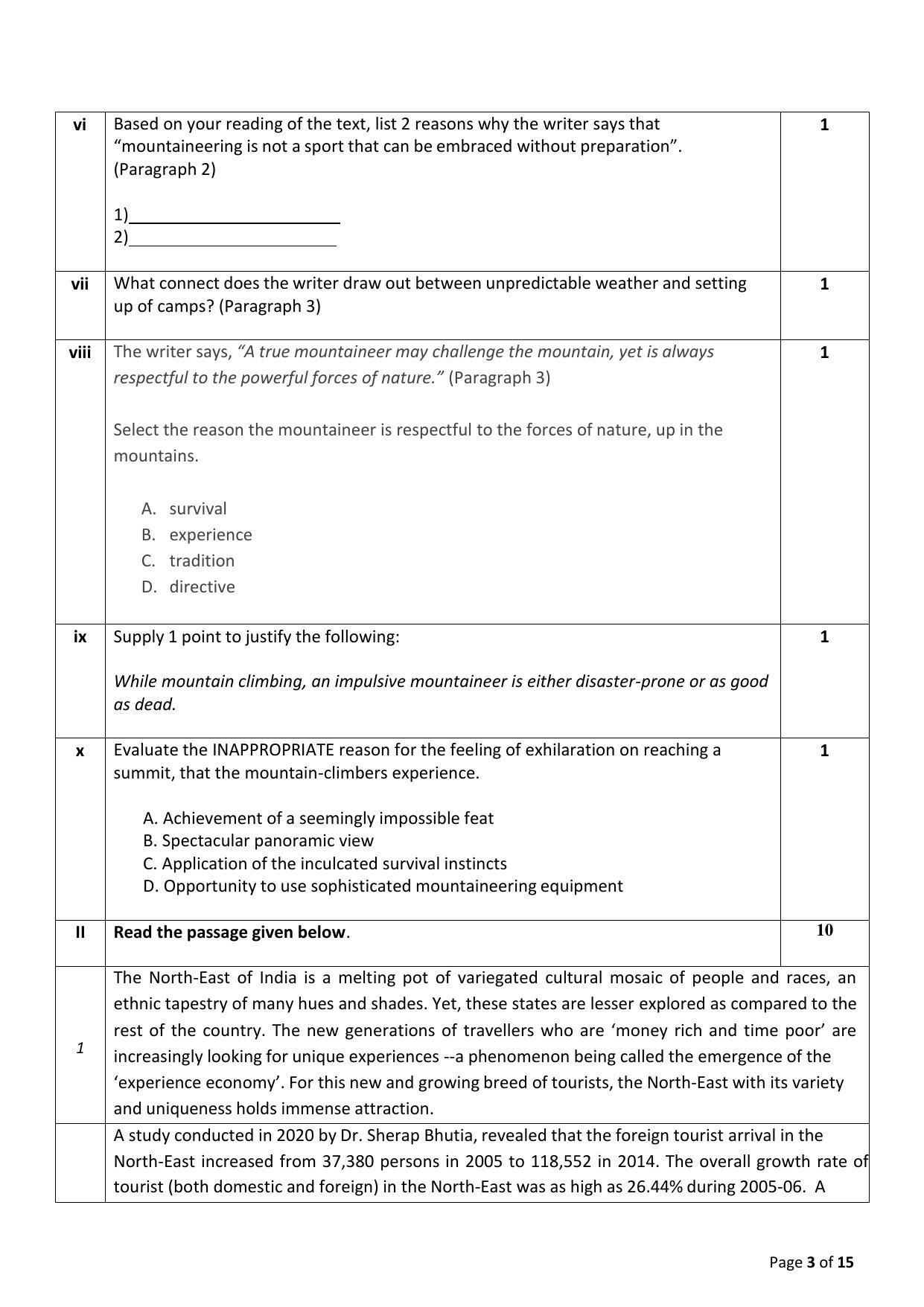 CBSE Class 10 English (Language & Literature) Sample Papers 2023 - Page 3