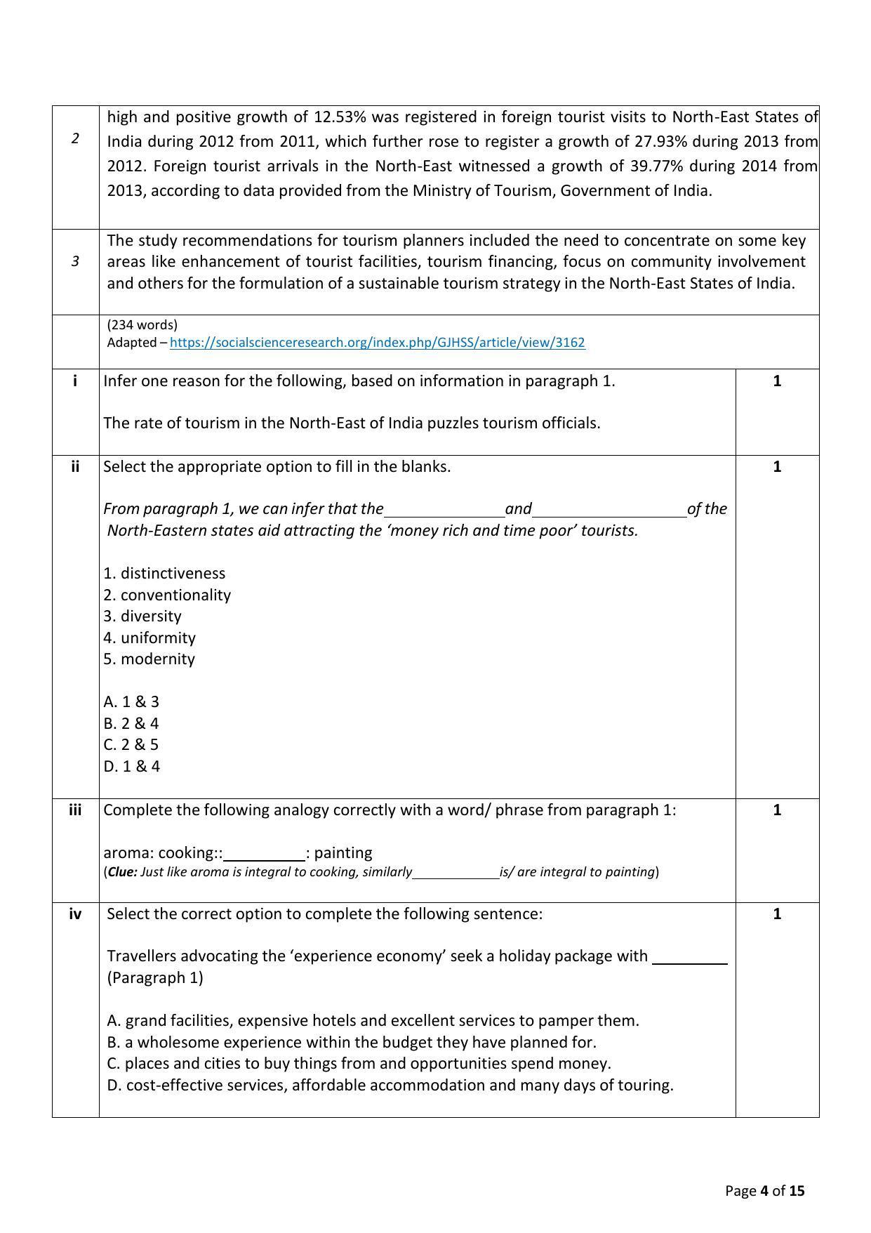 CBSE Class 10 English (Language & Literature) Sample Papers 2023 - Page 4