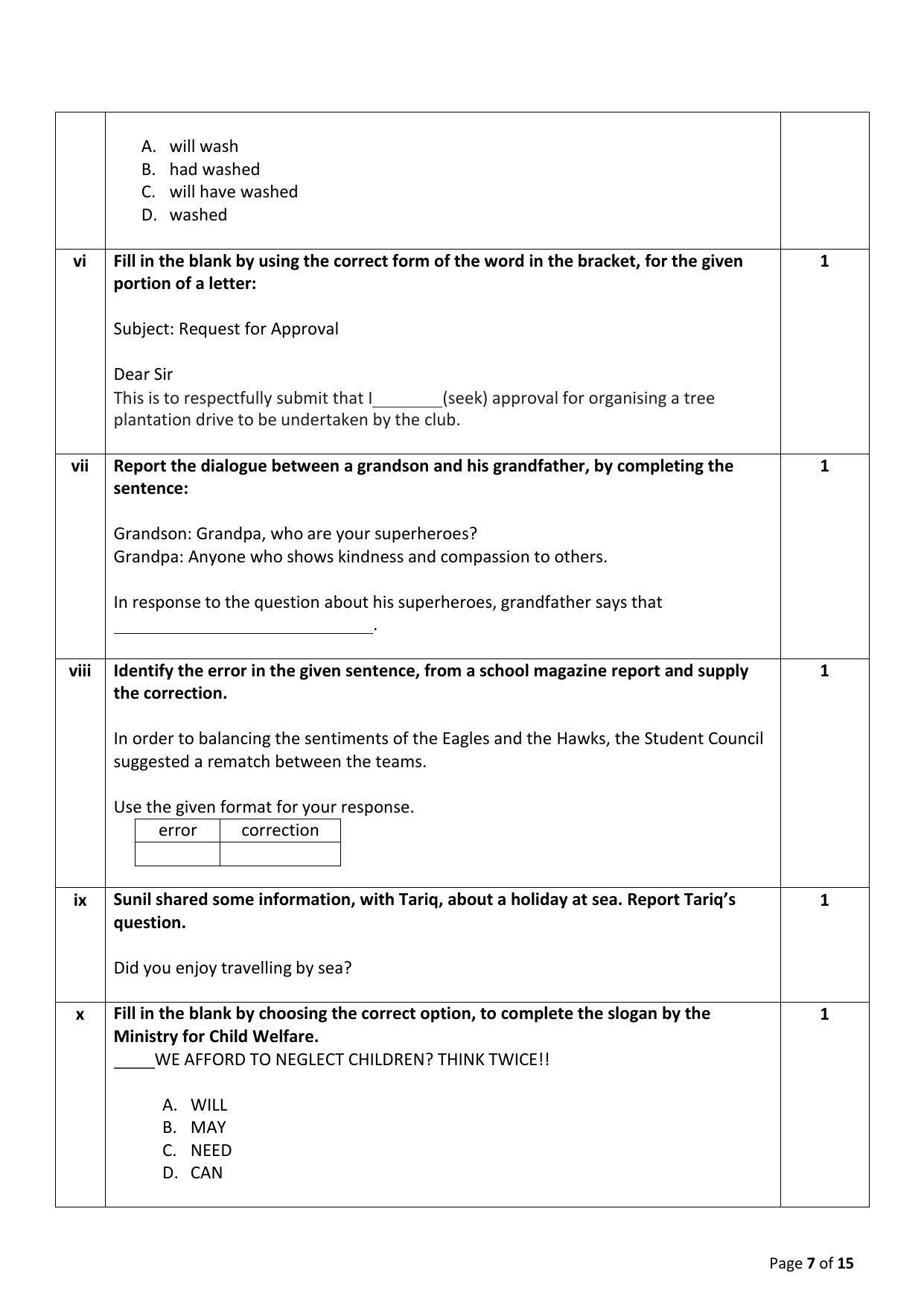 CBSE Class 10 English (Language & Literature) Sample Papers 2023 - Page 7