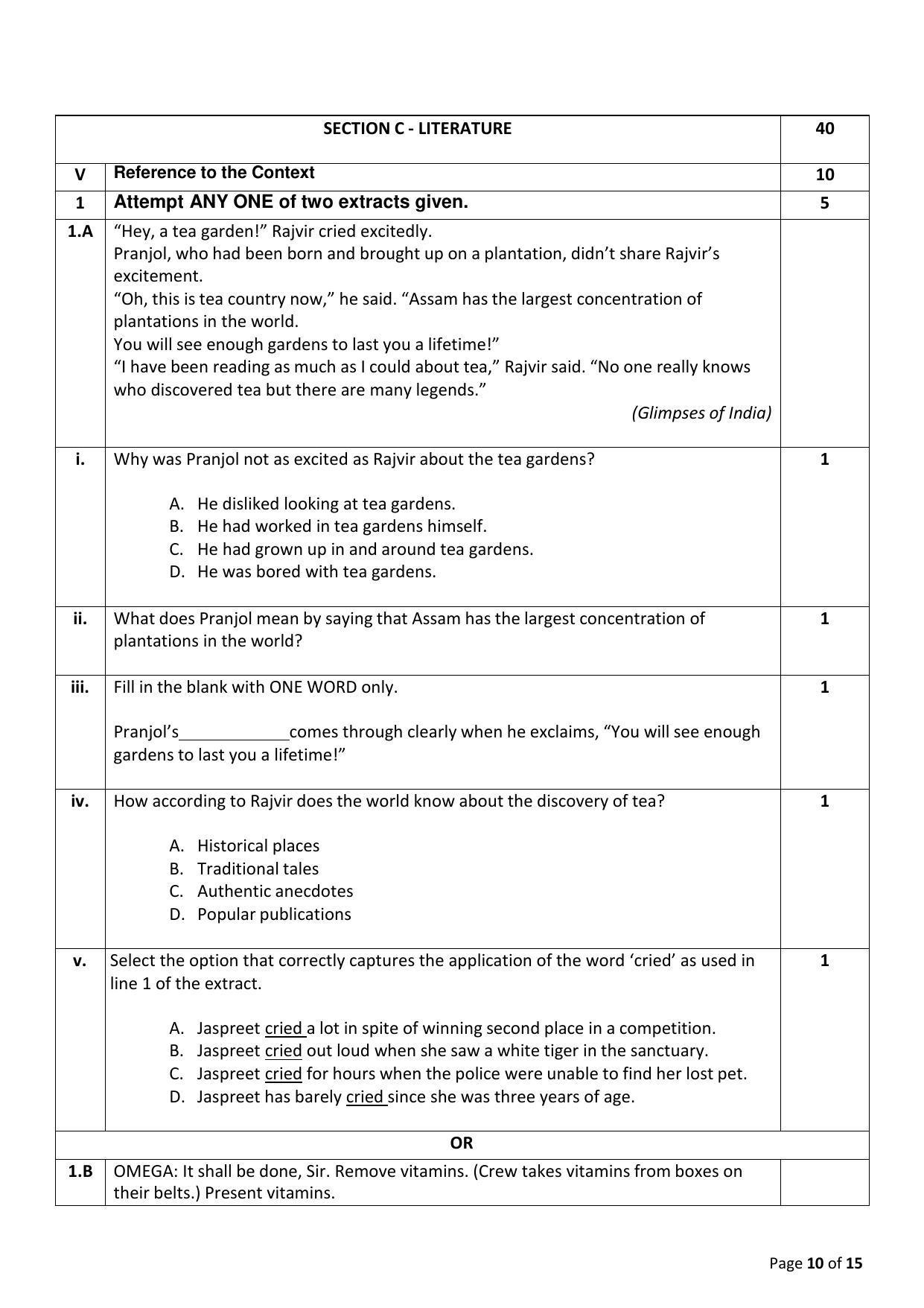 CBSE Class 10 English (Language & Literature) Sample Papers 2023 - Page 10