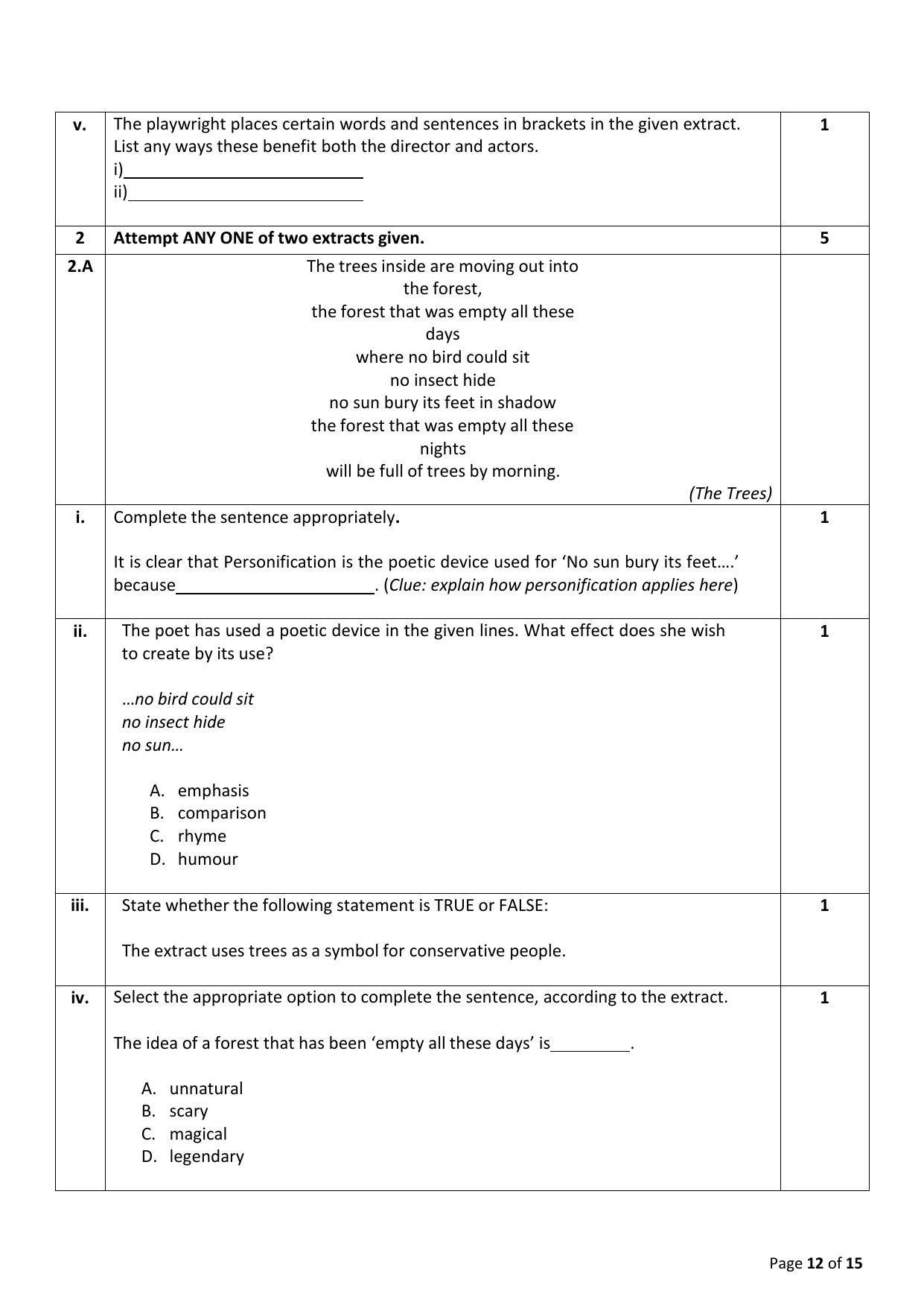 CBSE Class 10 English (Language & Literature) Sample Papers 2023 - Page 12