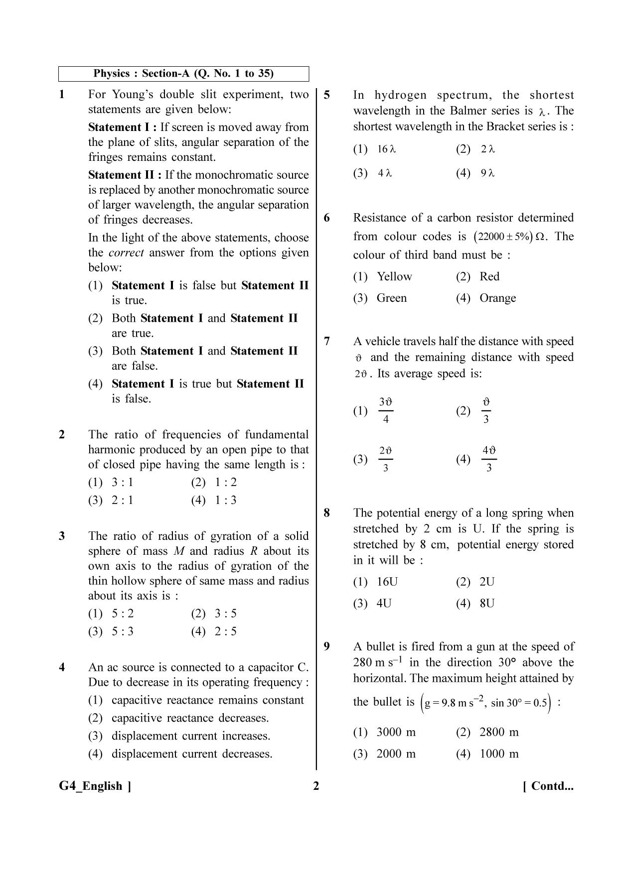 NEET 2023 G4 Question Paper - Page 2