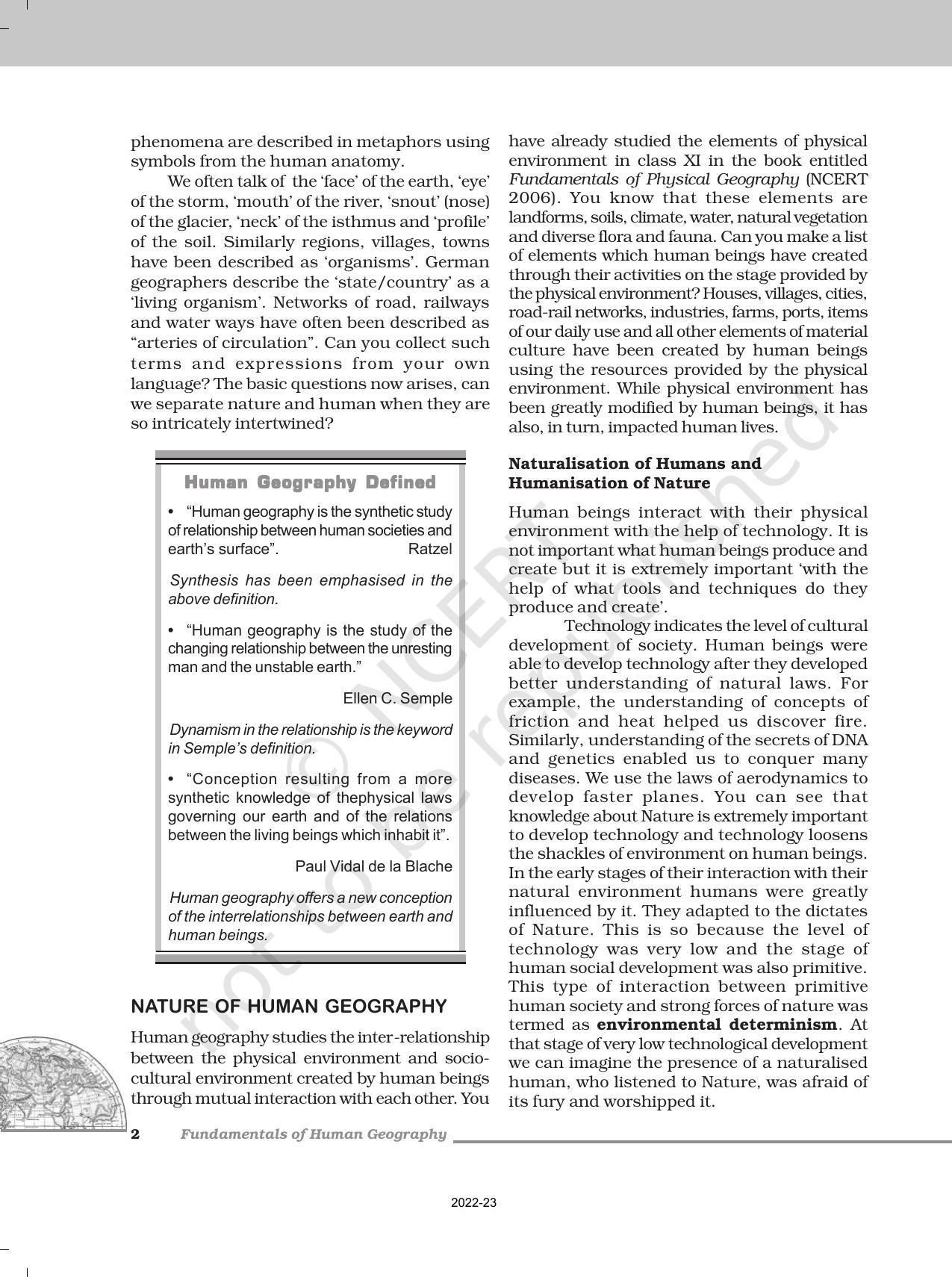 NCERT Book for Class 12 Geography (Part-1) Chapter 1 Human Geography Nature and Scope - Page 2