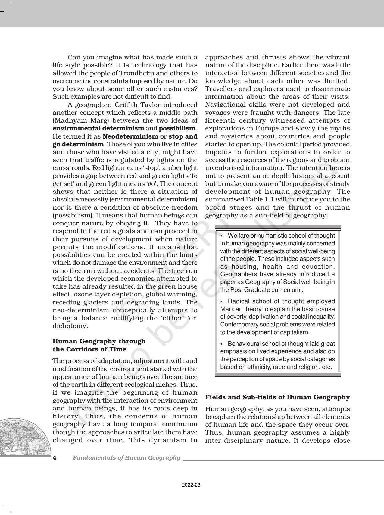 NCERT Book for Class 12 Geography (Part-1) Chapter 1 Human Geography Nature and Scope - Page 4