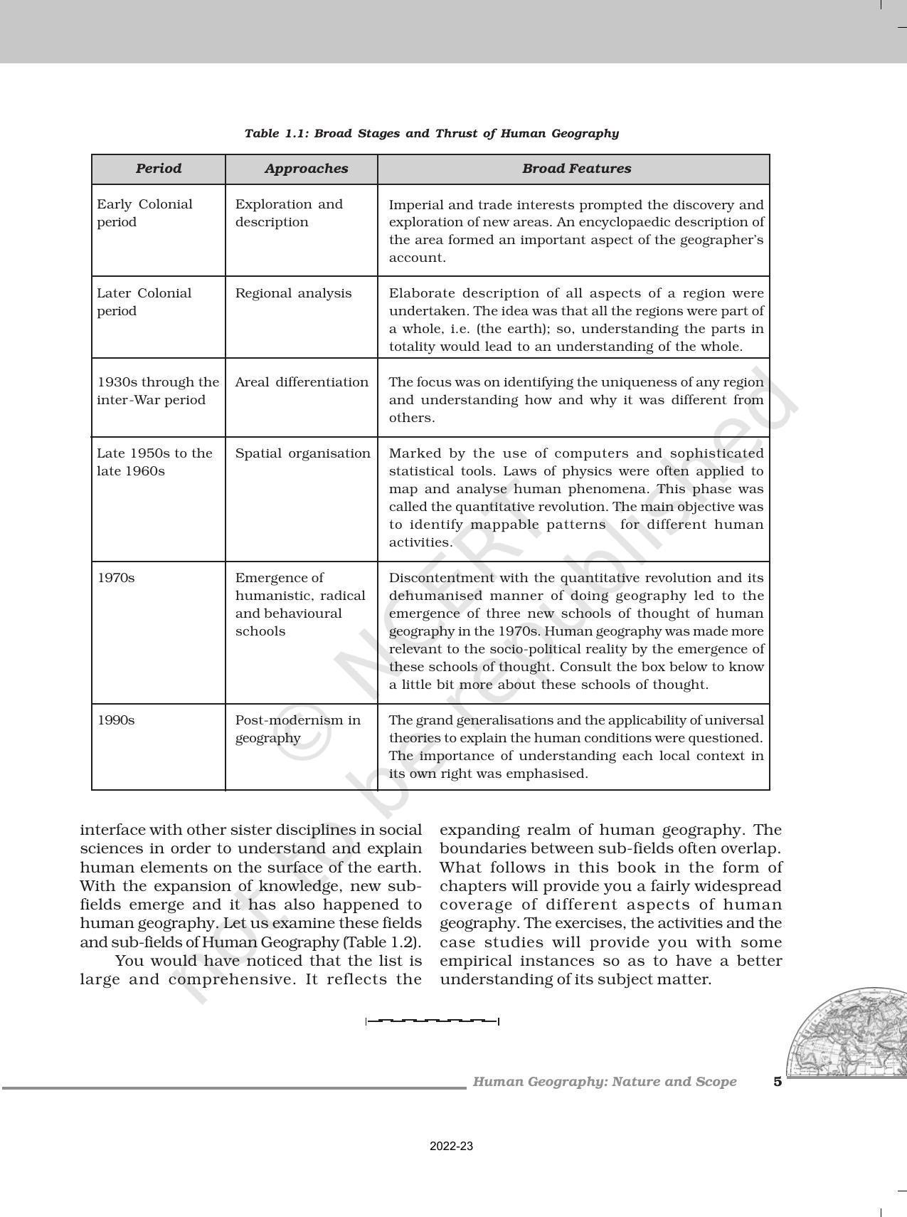 NCERT Book for Class 12 Geography (Part-1) Chapter 1 Human Geography Nature and Scope - Page 5