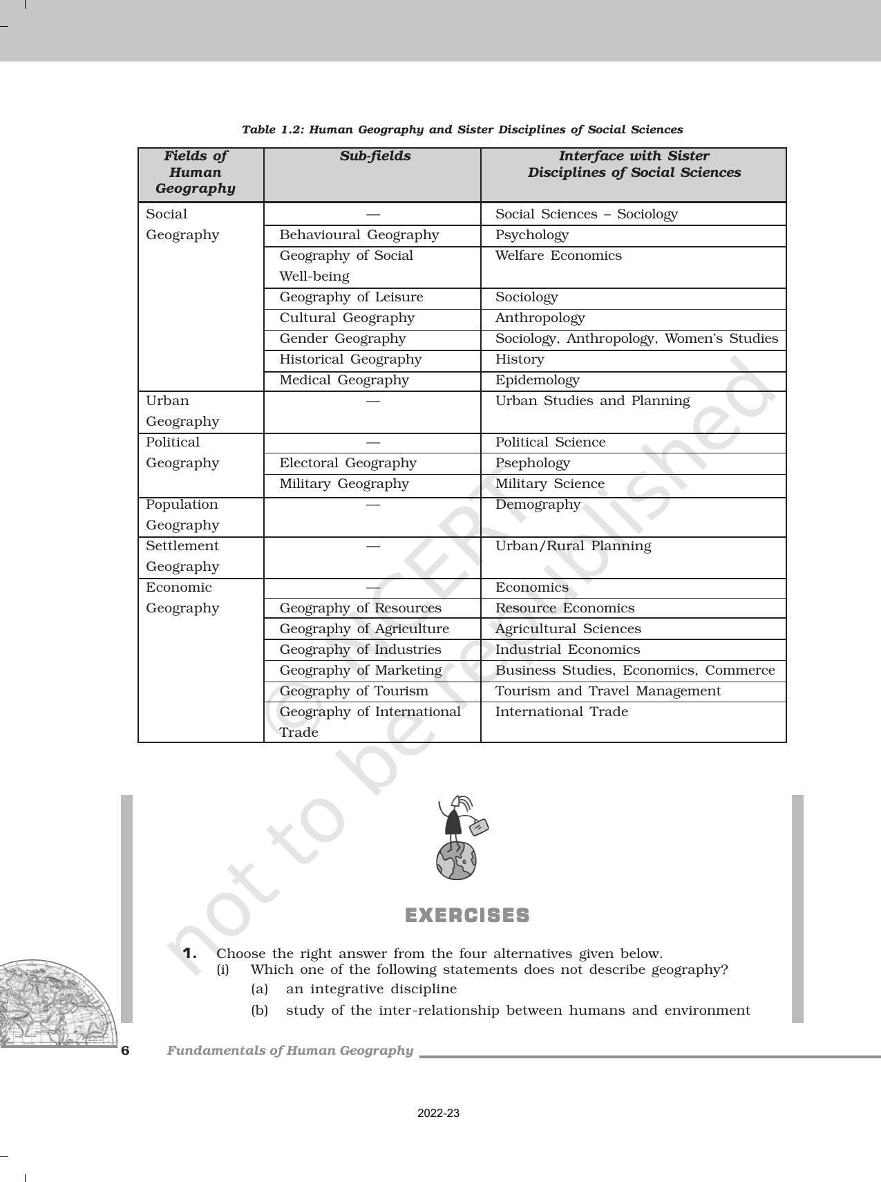 NCERT Book for Class 12 Geography (Part-1) Chapter 1 Human Geography Nature and Scope - Page 6
