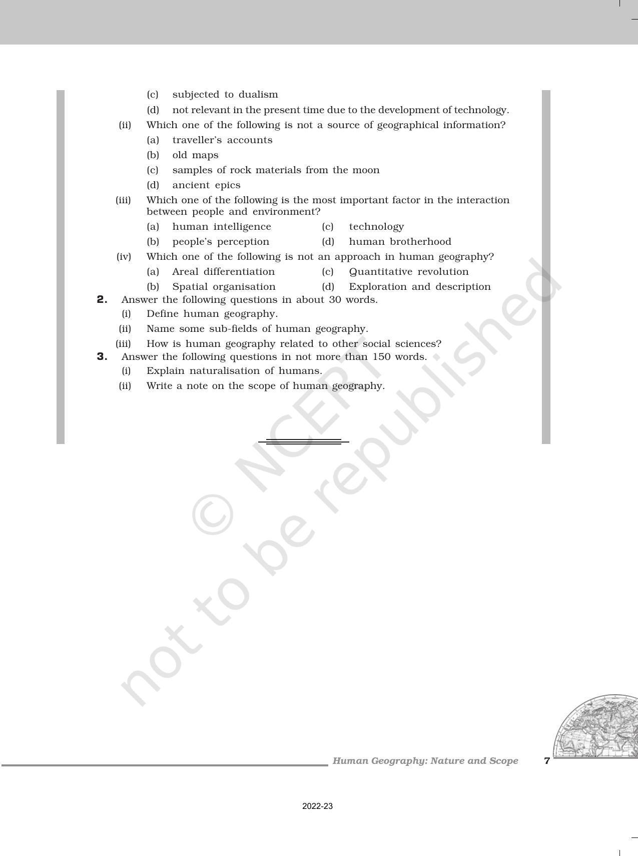 NCERT Book for Class 12 Geography (Part-1) Chapter 1 Human Geography Nature and Scope - Page 7