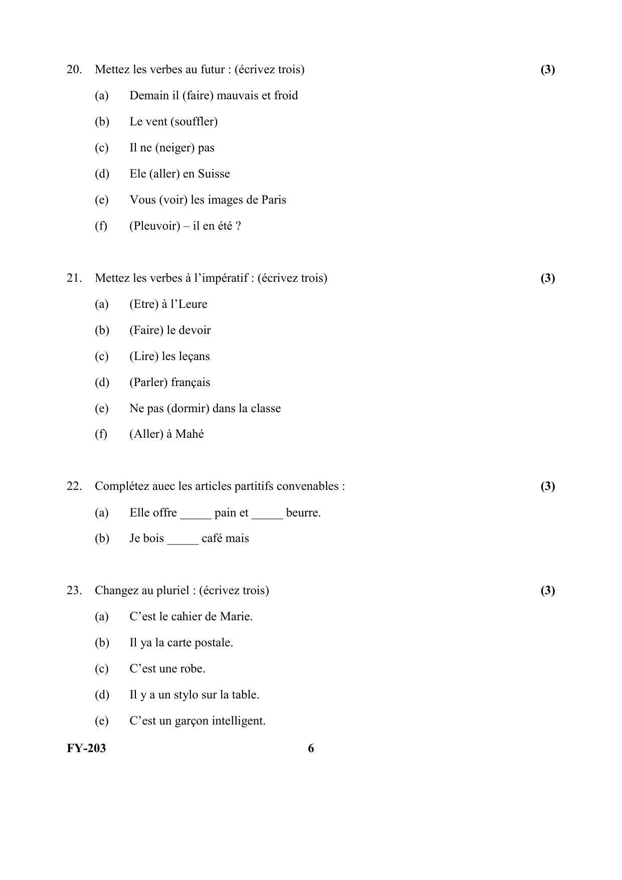 Kerala Plus One (Class 11th) Part-II French Question Paper 2021 - Page 6