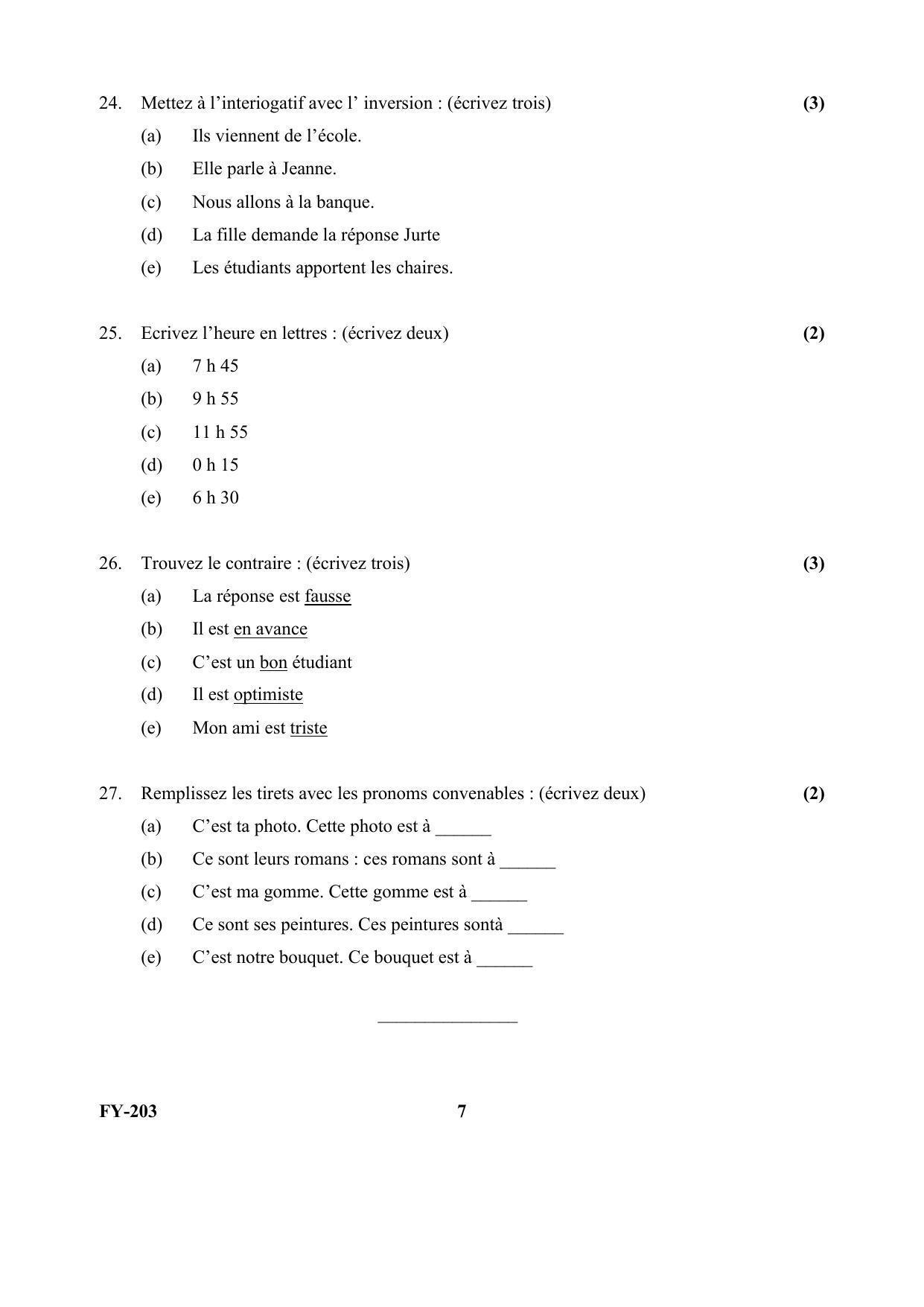 Kerala Plus One (Class 11th) Part-II French Question Paper 2021 - Page 7