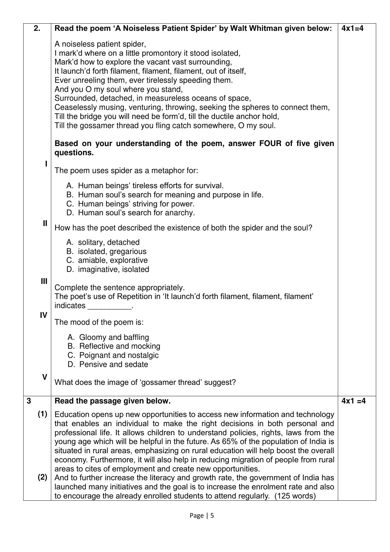 CBSE Class 12 English Elective Sample Question Paper 2024-25 - Page 5