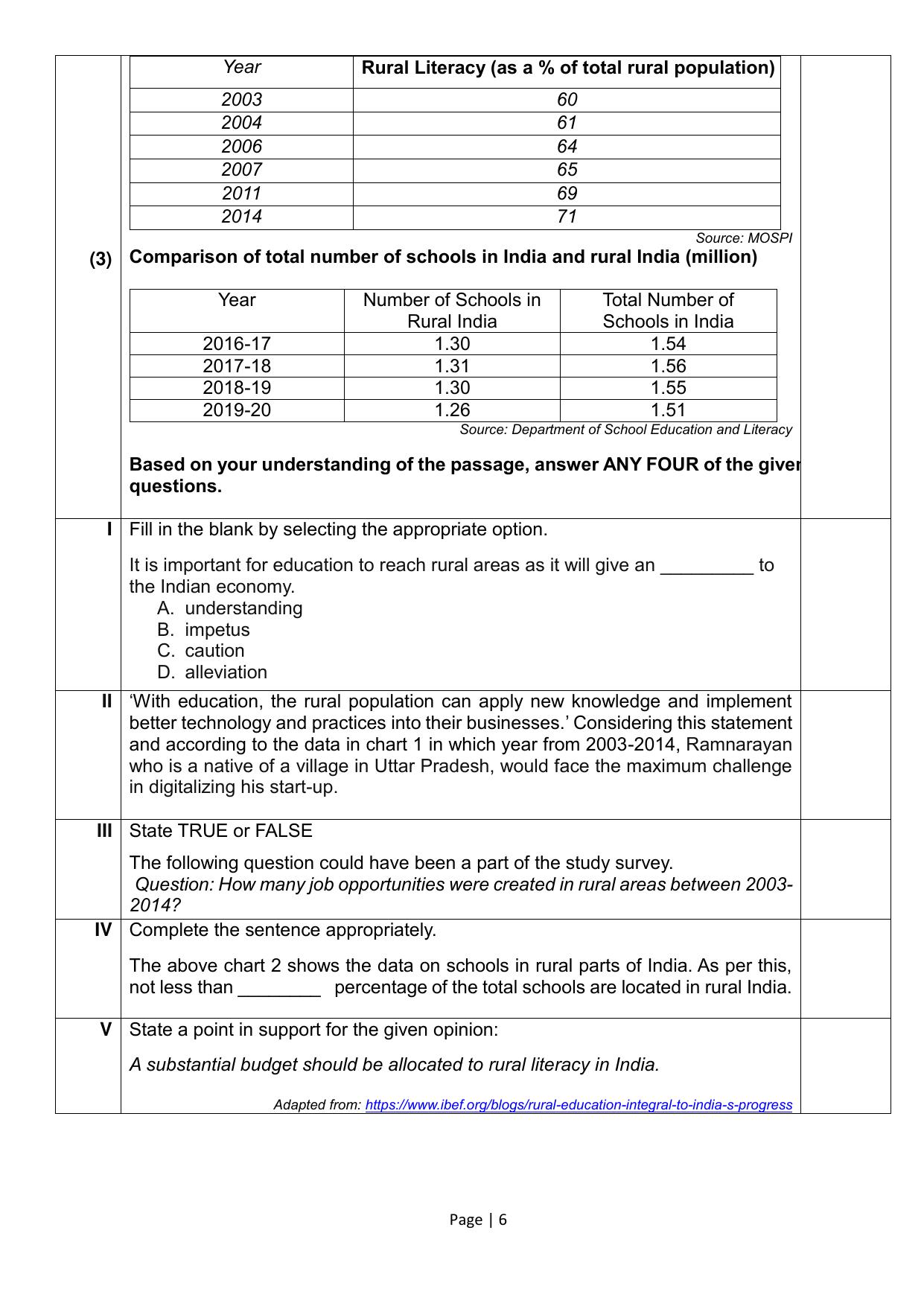 CBSE Class 12 English Elective Sample Question Paper 2024-25 - Page 6