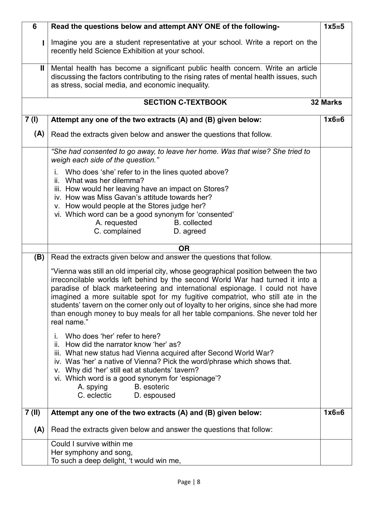 CBSE Class 12 English Elective Sample Question Paper 2024-25 - Page 8