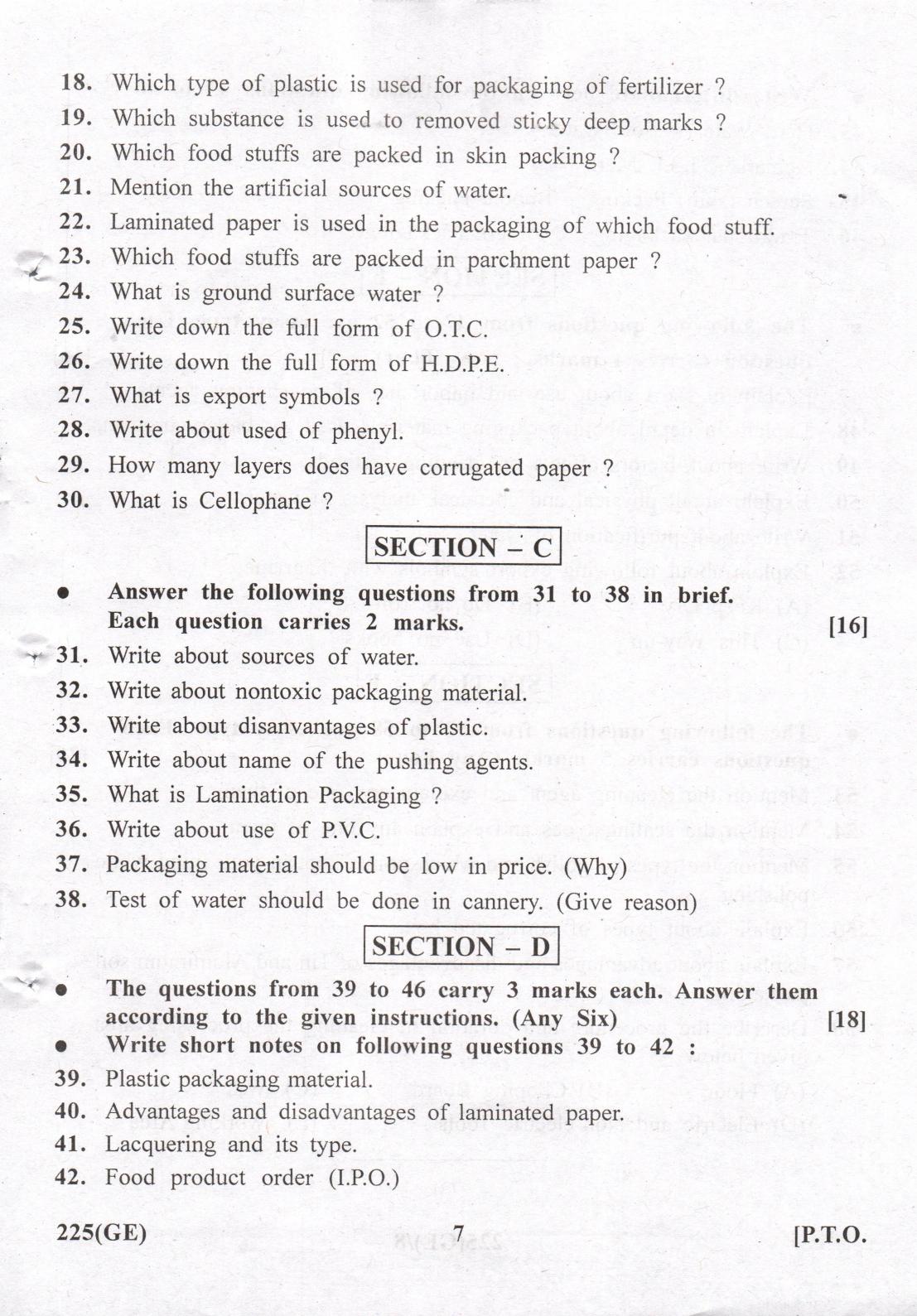 Gujarat Board Class 12th Question Paper 2022: (GE) Plant Management - Page 7