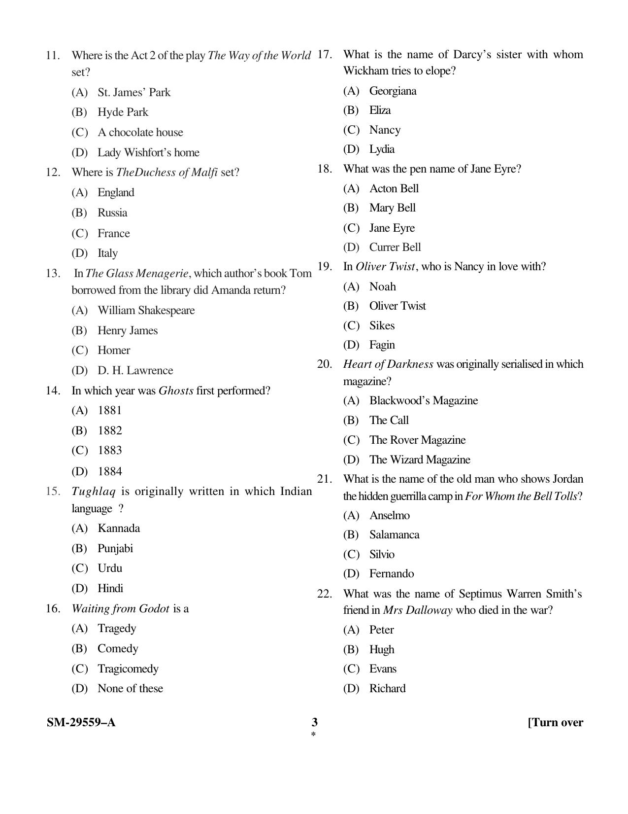 KUET 2023 M.A. English Honors Question Paper - Page 3