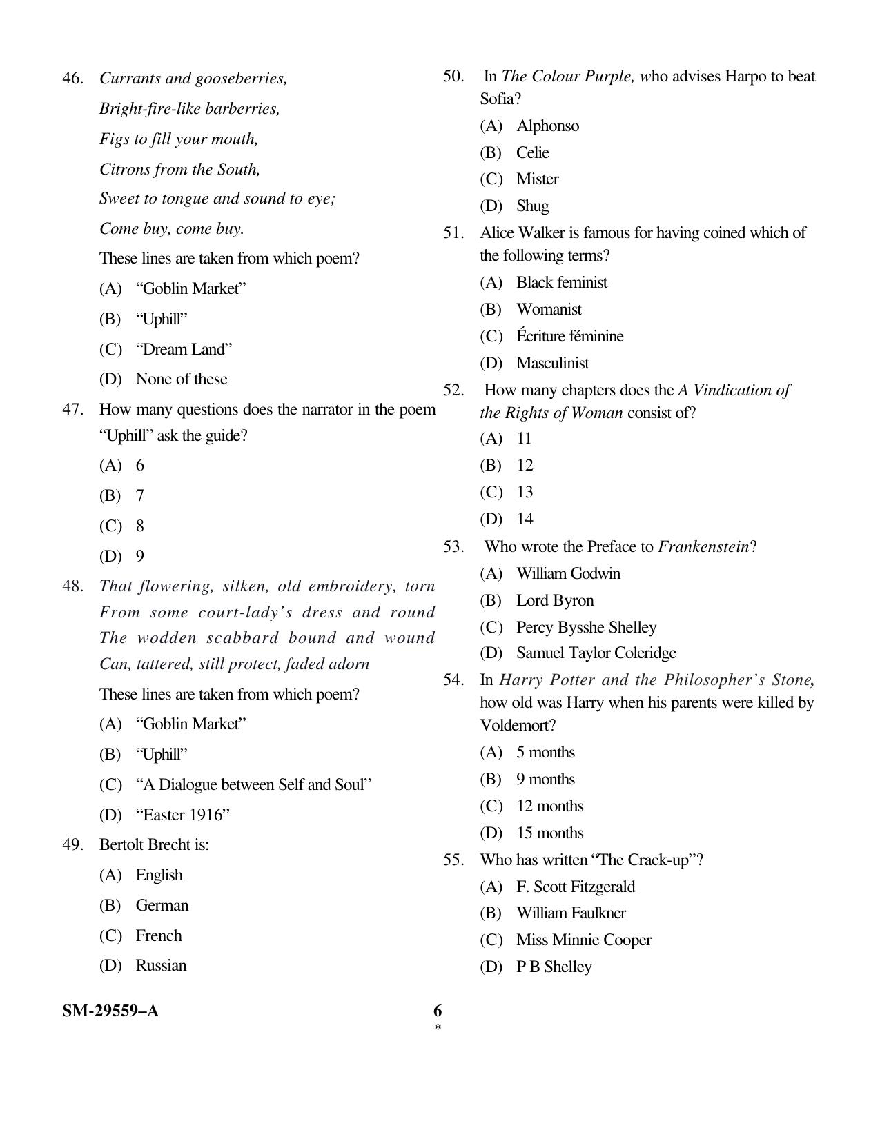 KUET 2023 M.A. English Honors Question Paper - Page 6
