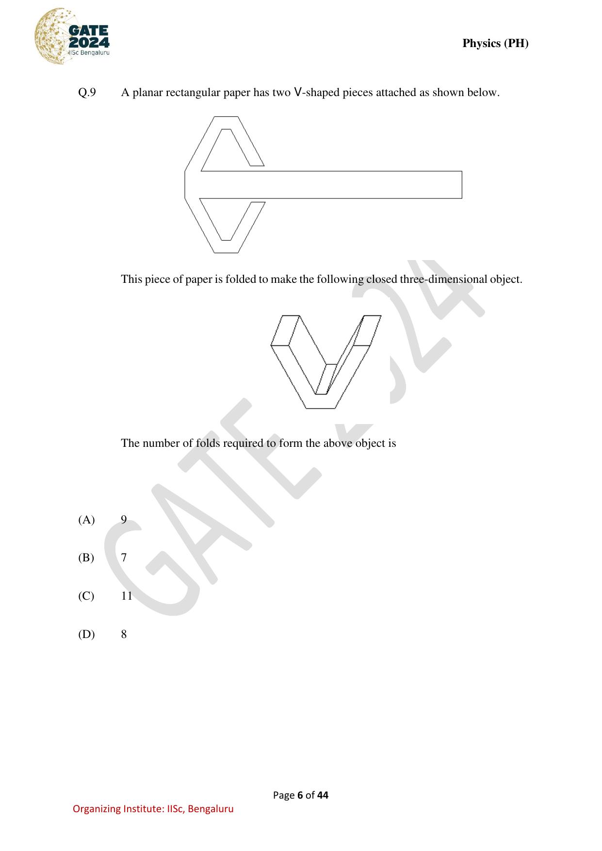 GATE 2024 Physics (PH) Question Paper - Page 6
