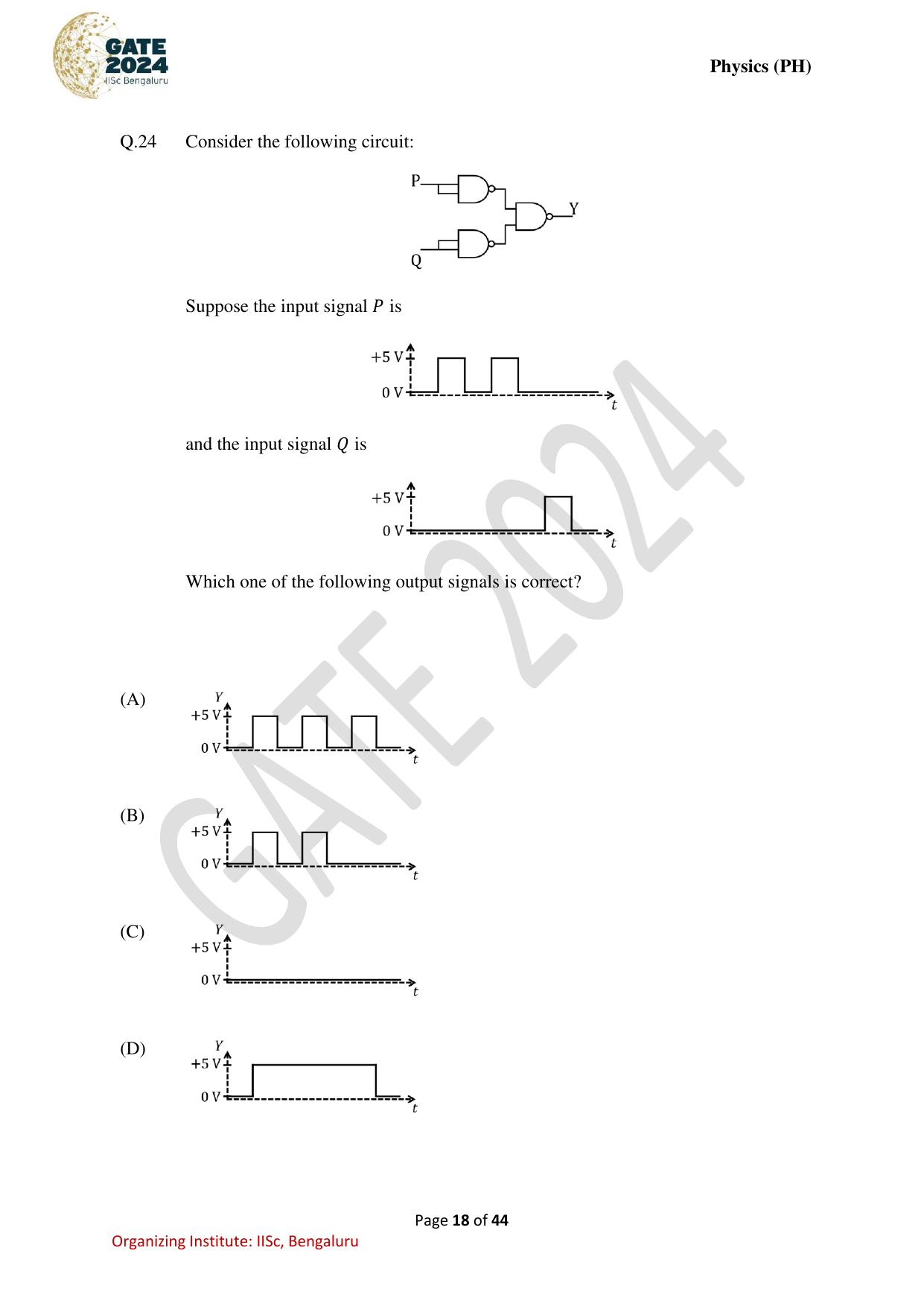 GATE 2024 Physics (PH) Question Paper - Page 18