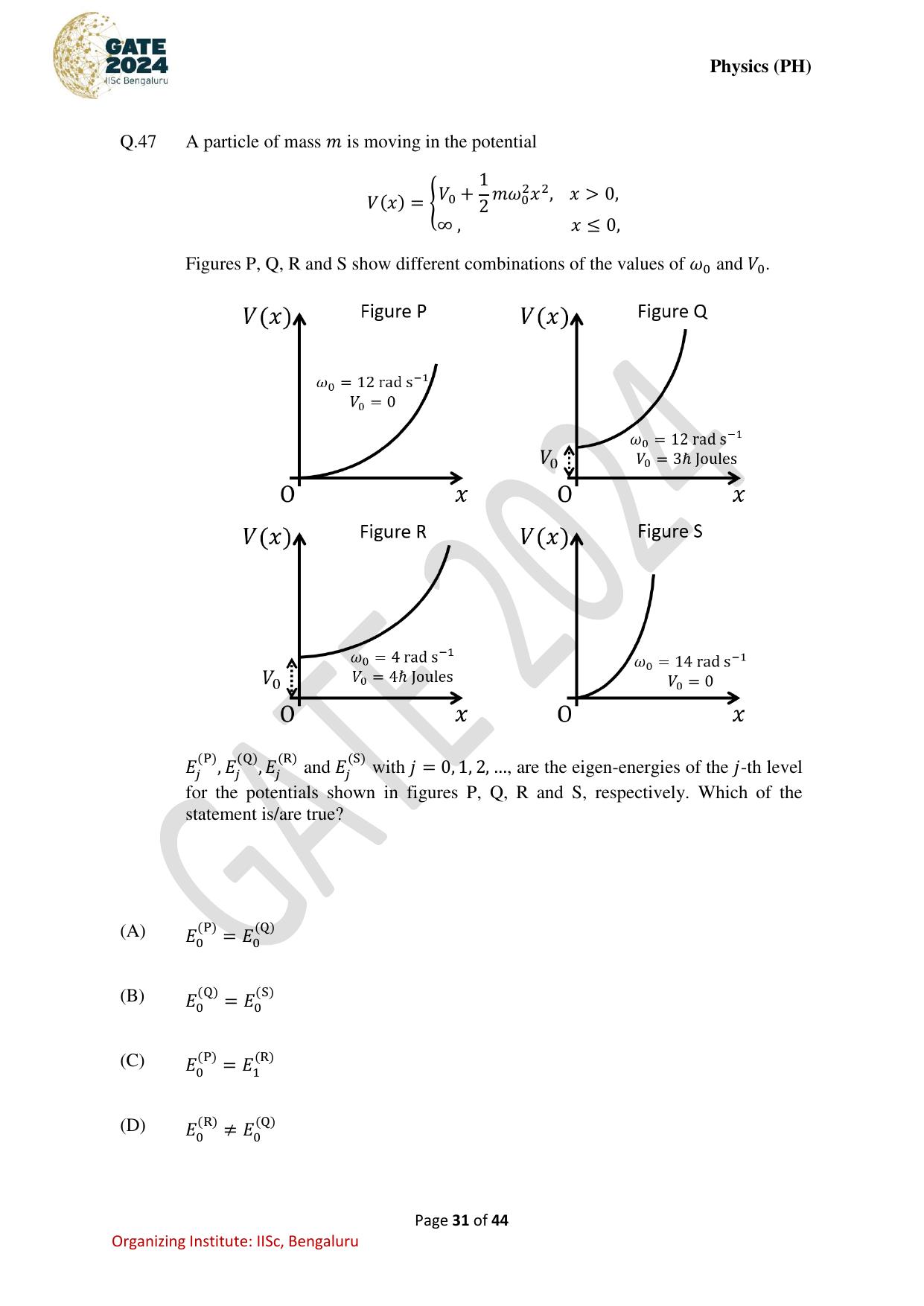 GATE 2024 Physics (PH) Question Paper - Page 31
