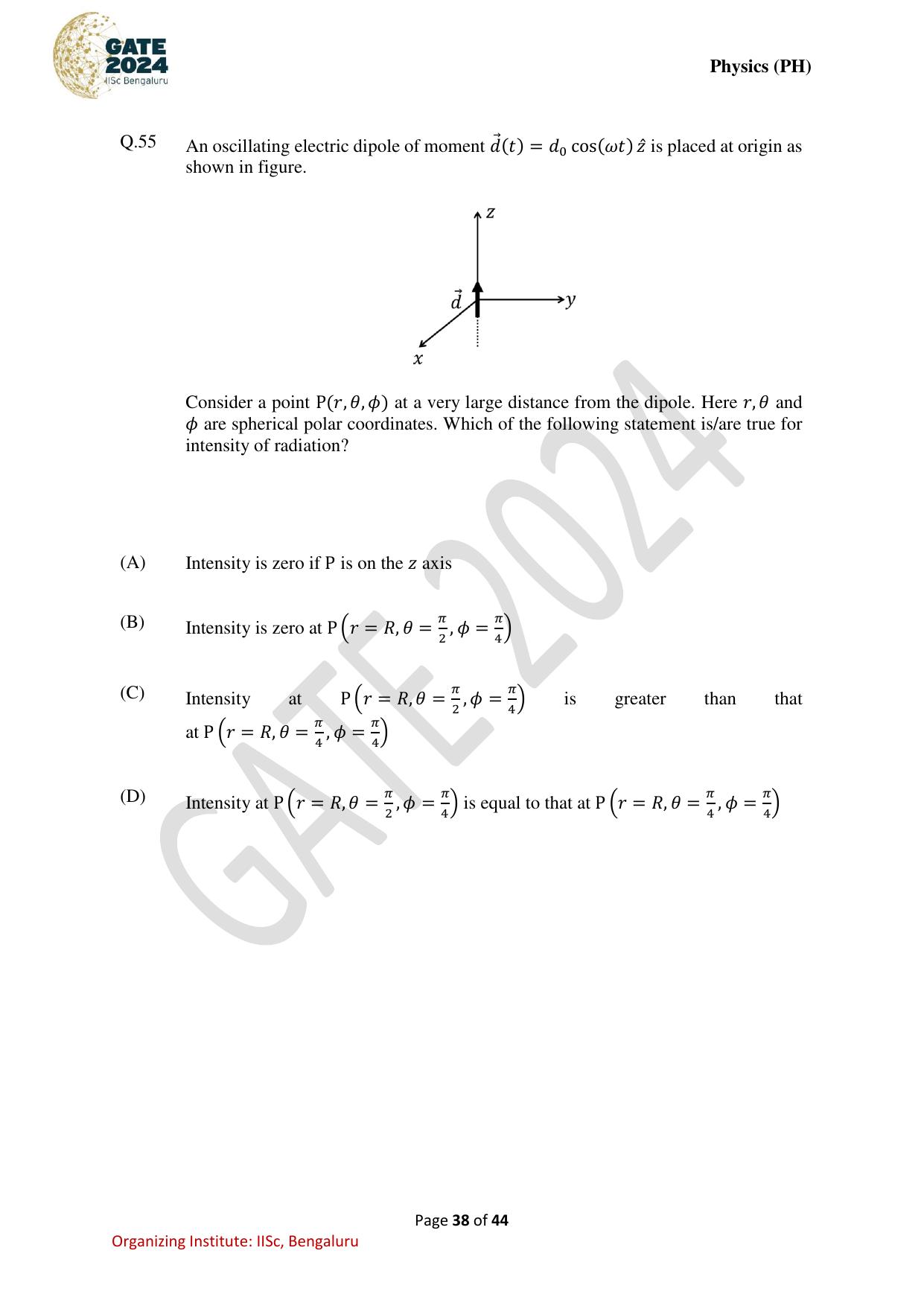 GATE 2024 Physics (PH) Question Paper - Page 38