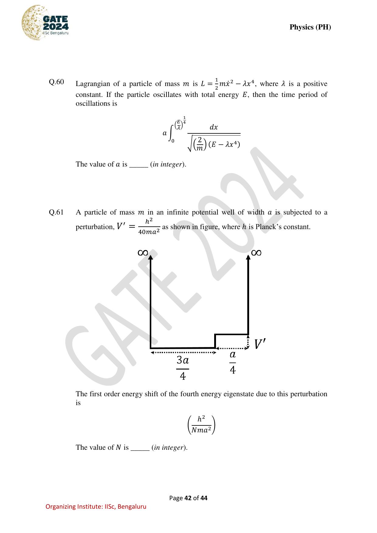 GATE 2024 Physics (PH) Question Paper - Page 42