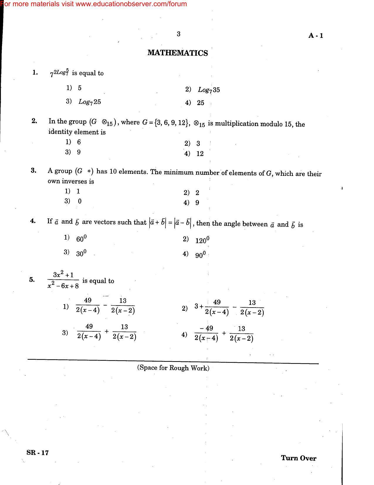 KEAM Paper II 2007 Question Paper - Page 3