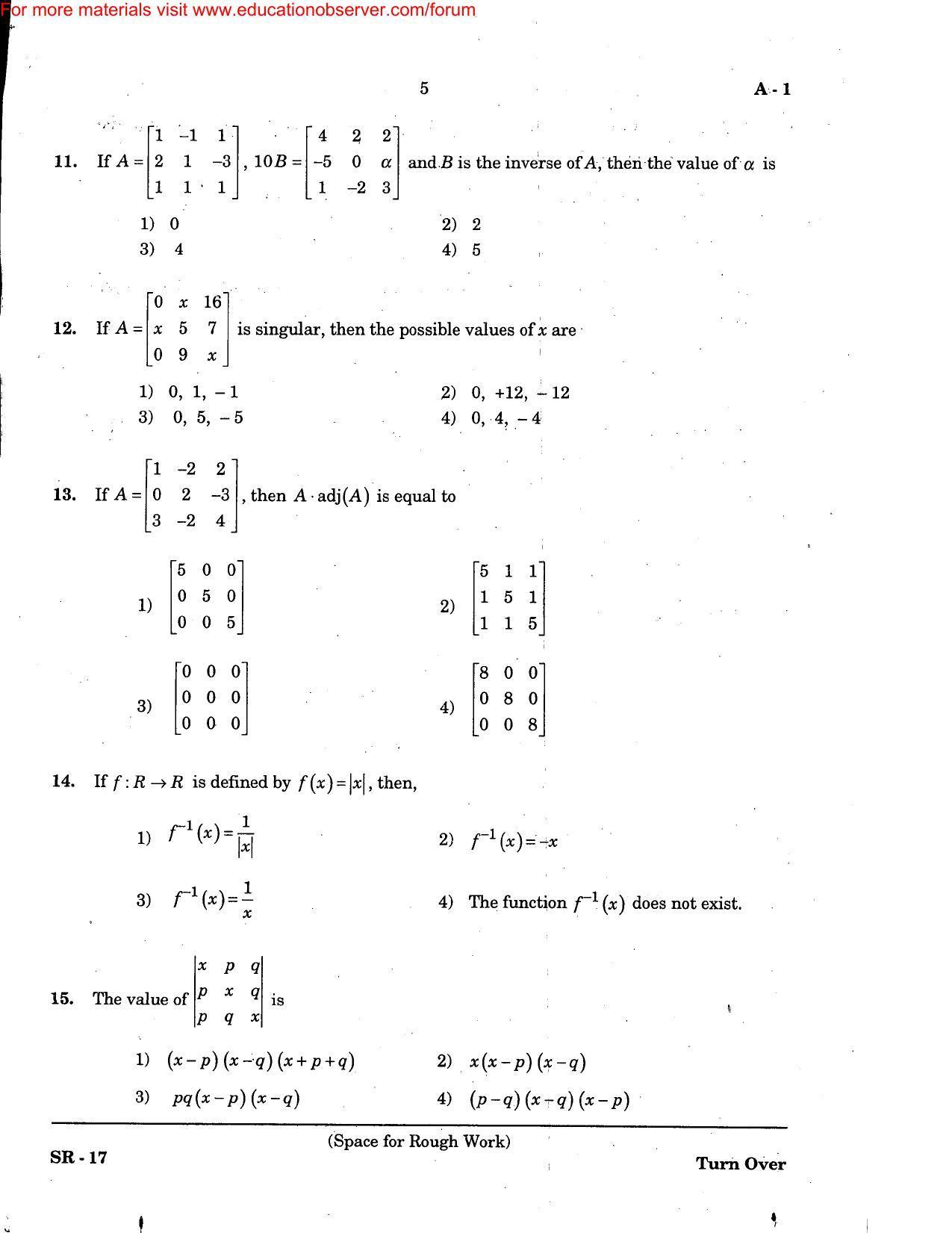 KEAM Paper II 2007 Question Paper - Page 5
