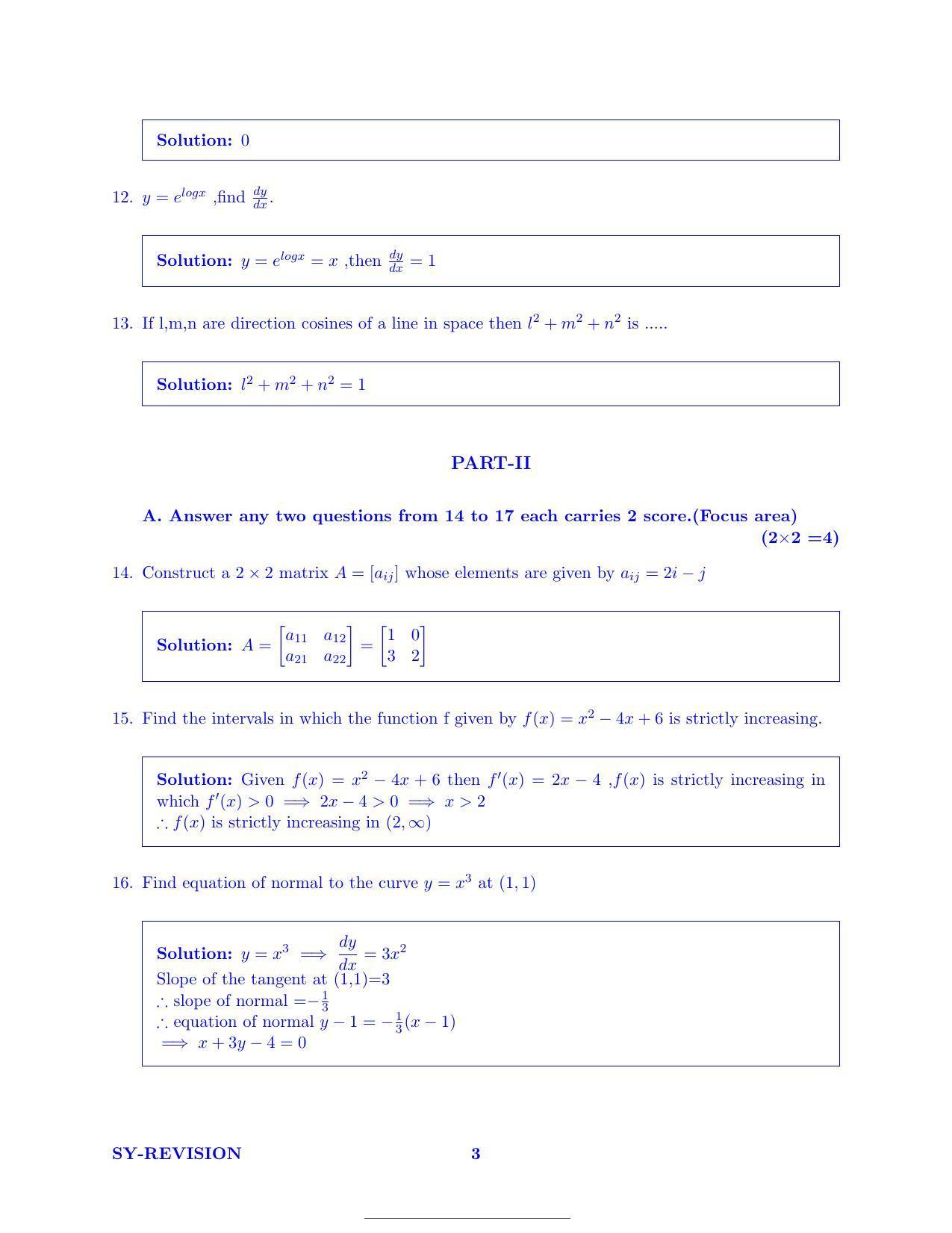 Kerala Plus Two 2022 Maths (Science) Model Answer Key                 - Page 3
