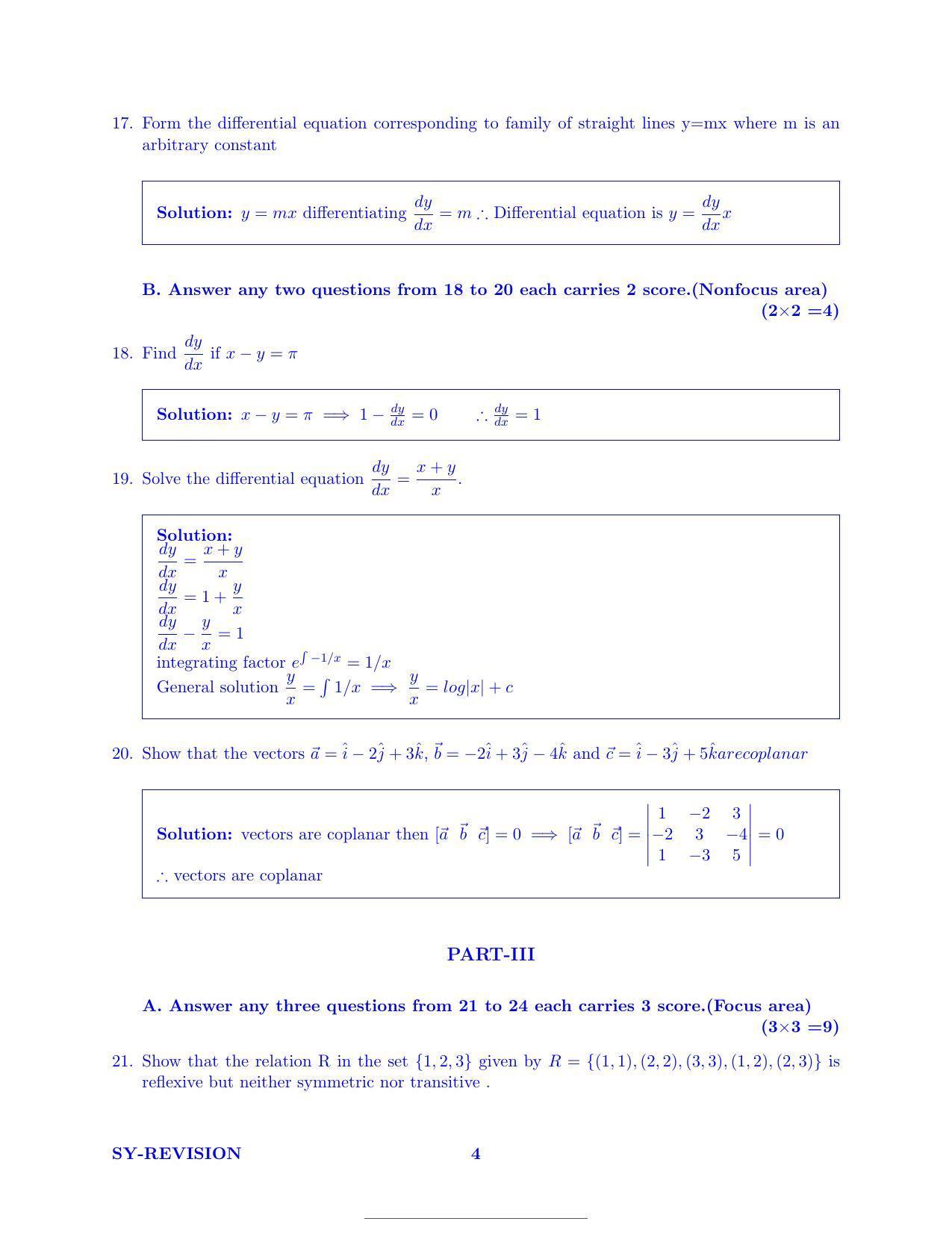 Kerala Plus Two 2022 Maths (Science) Model Answer Key                 - Page 4