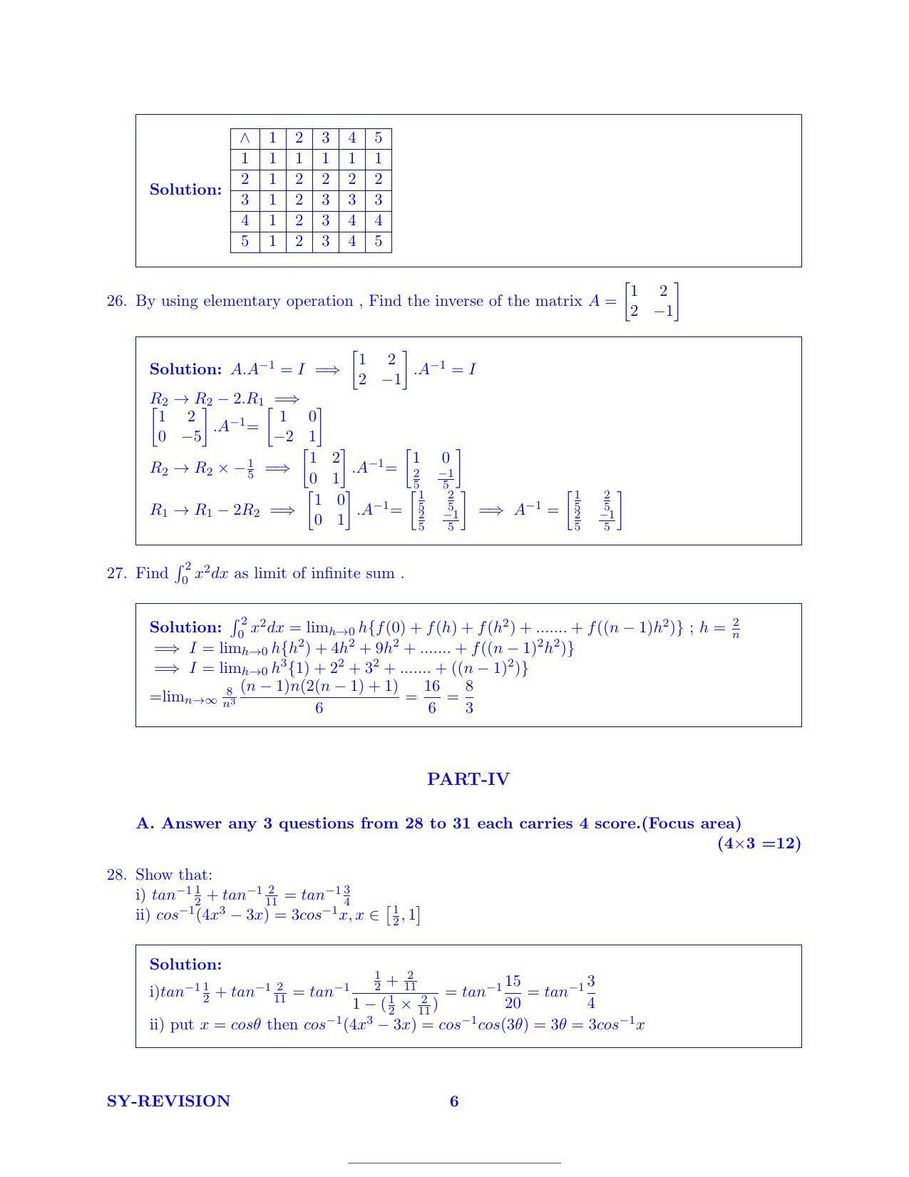 Kerala Plus Two 2022 Maths (Science) Model Answer Key                 - Page 6