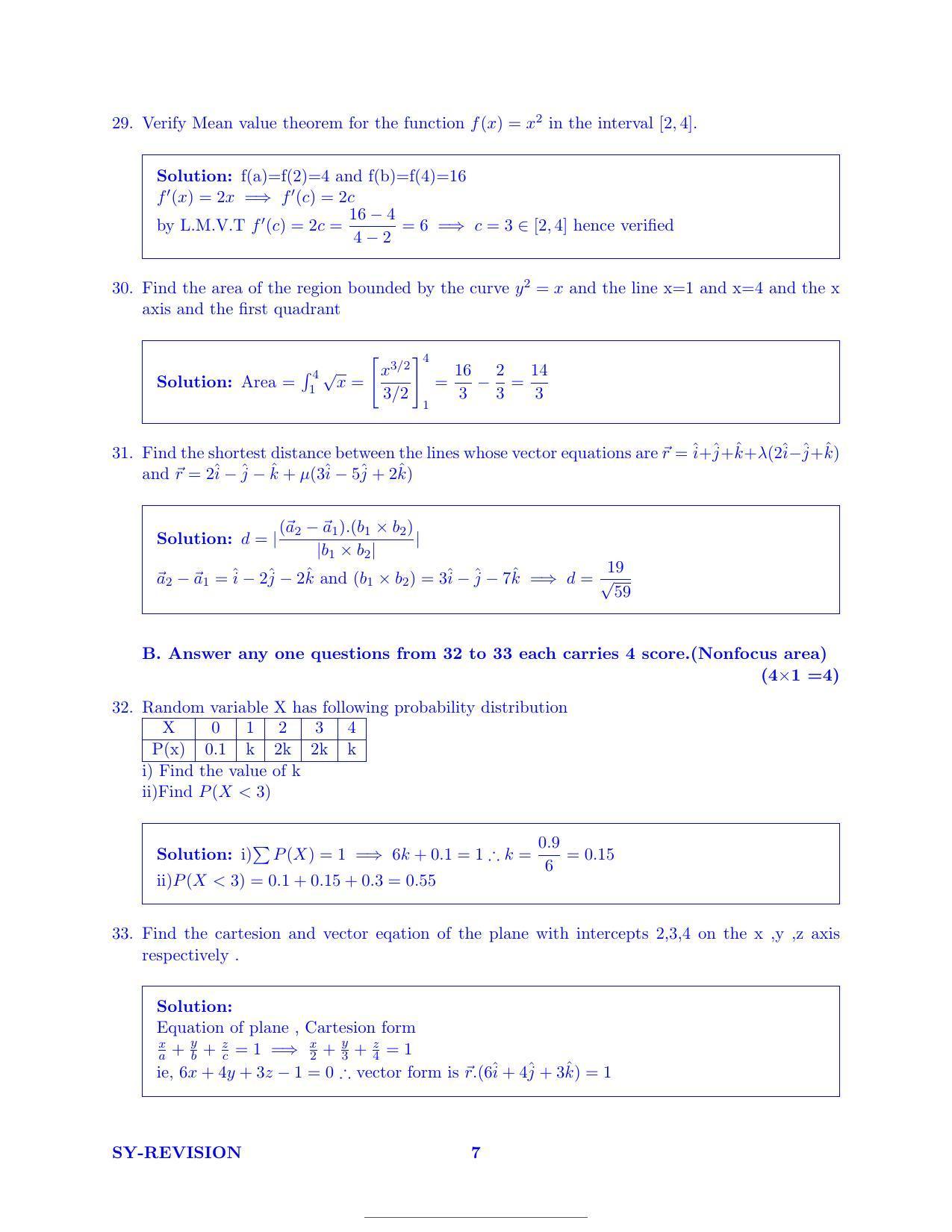 Kerala Plus Two 2022 Maths (Science) Model Answer Key                 - Page 7