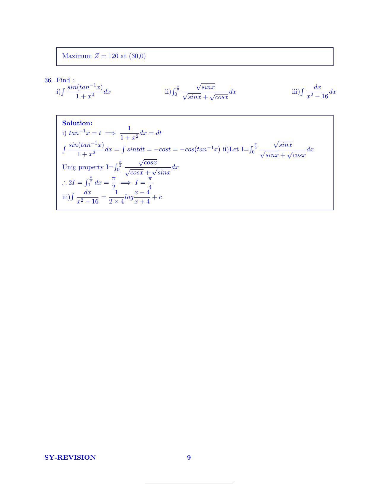 Kerala Plus Two 2022 Maths (Science) Model Answer Key                 - Page 9