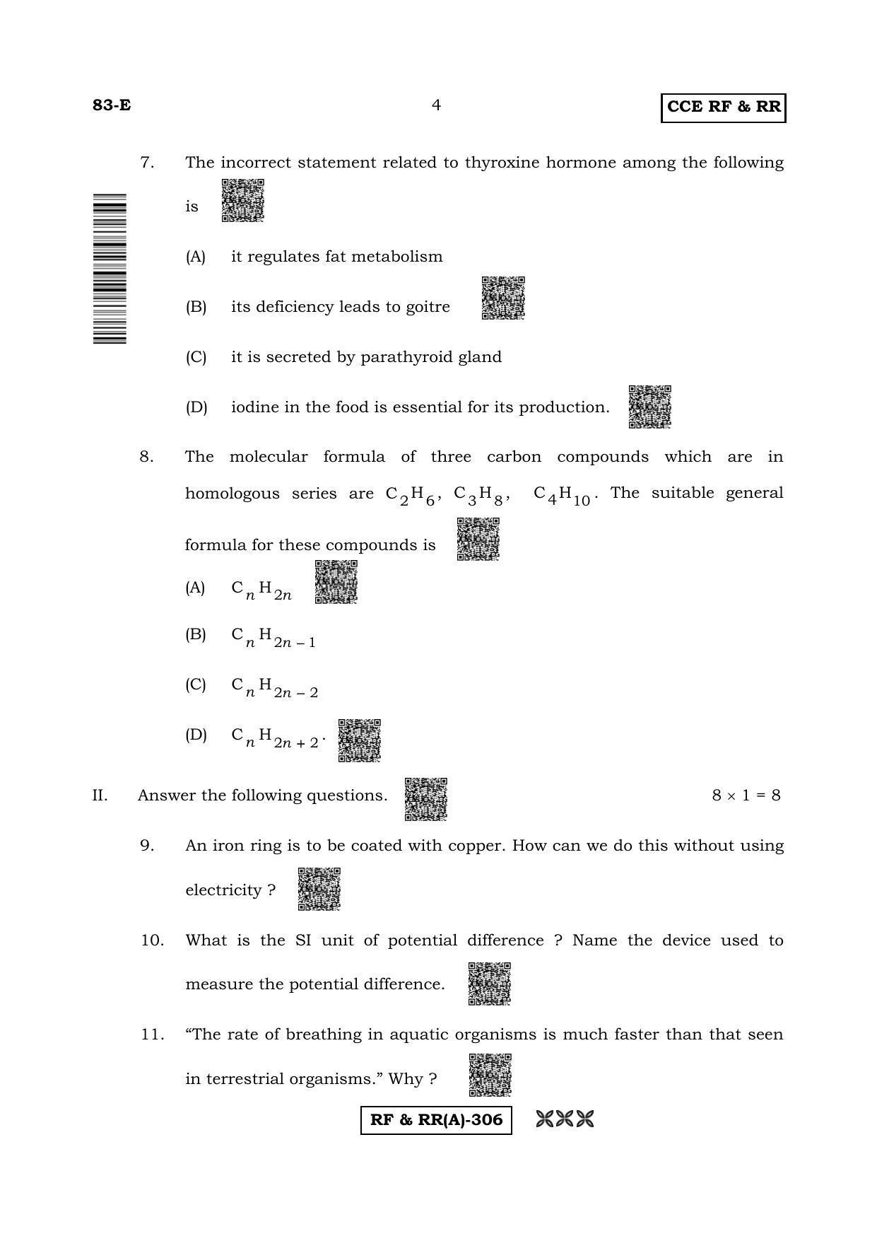 Karnataka SSLC Science (ENGLISH Medium) - 83E-A Version (Supplementary) June 2020 Question Paper - Page 4