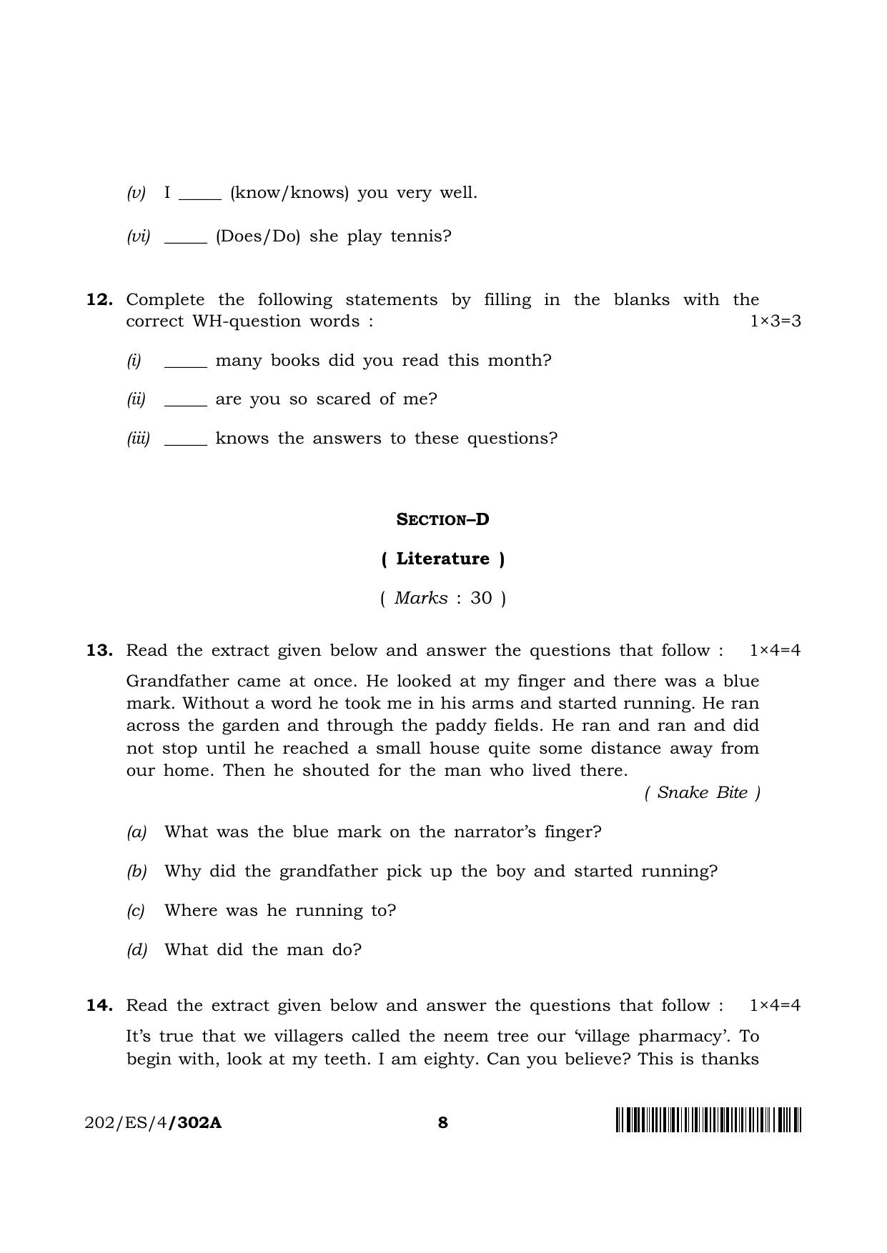 NIOS 2023 Class 10 English (ES) Question Paper - Page 8