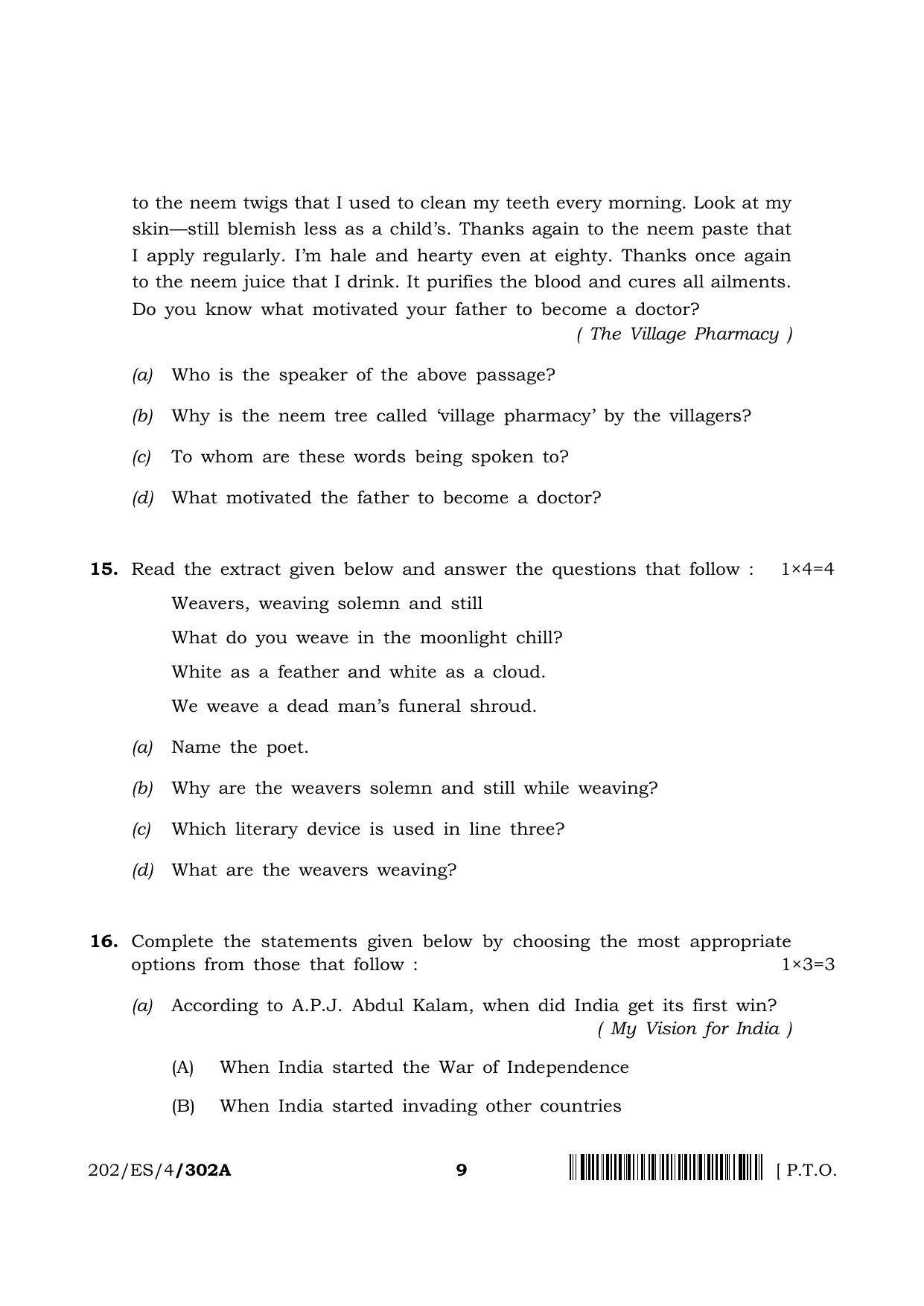 NIOS 2023 Class 10 English (ES) Question Paper - Page 9