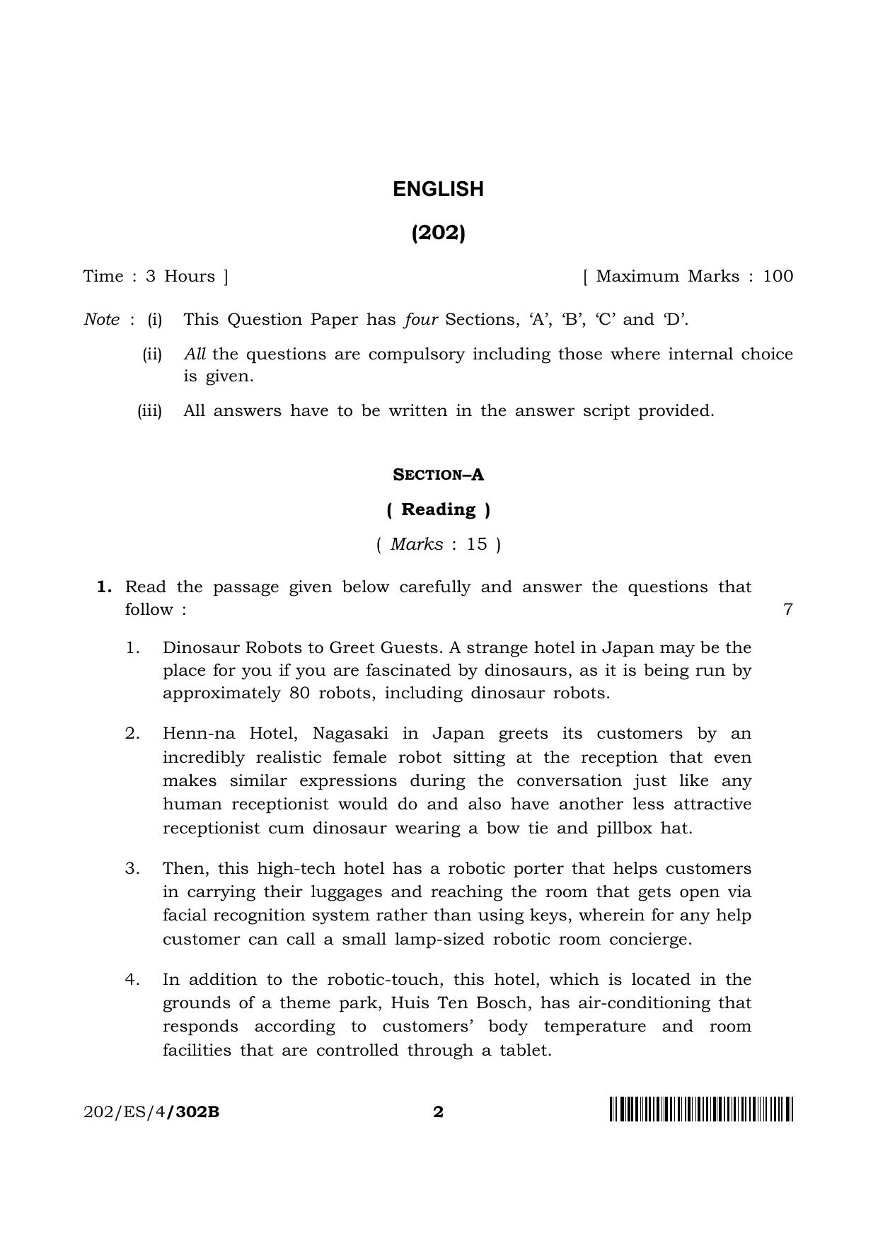 NIOS 2023 Class 10 English (ES) Question Paper - Page 14
