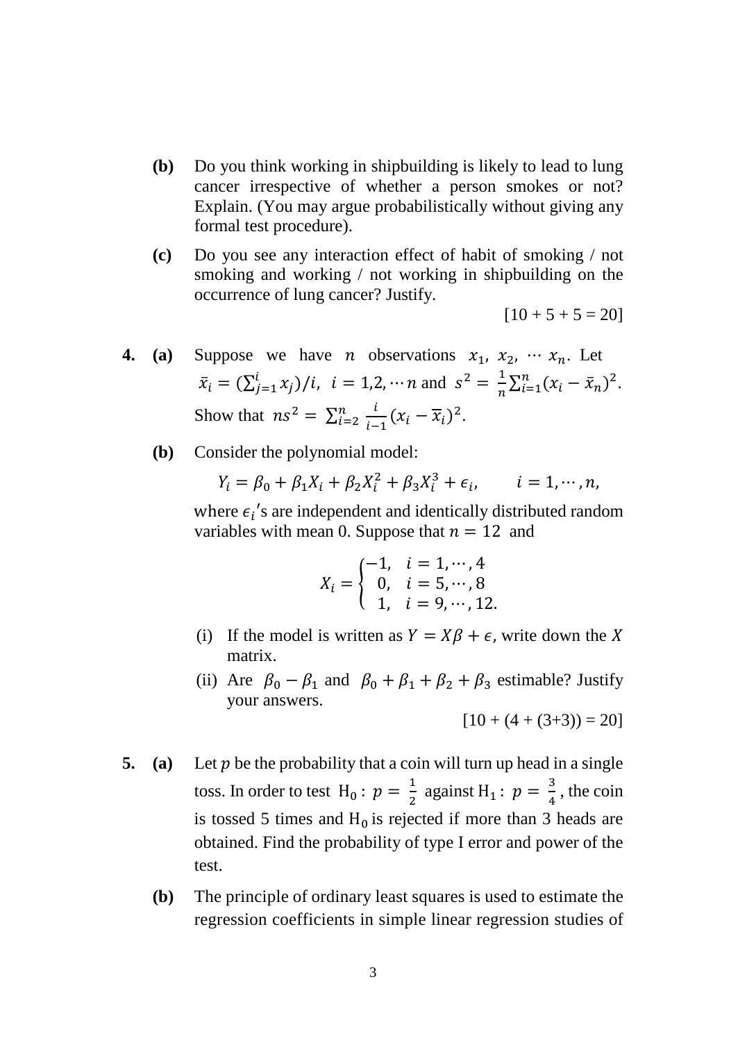 ISI Admission Test M.Tech (QROR) PQB 2017 Sample Paper - Page 3