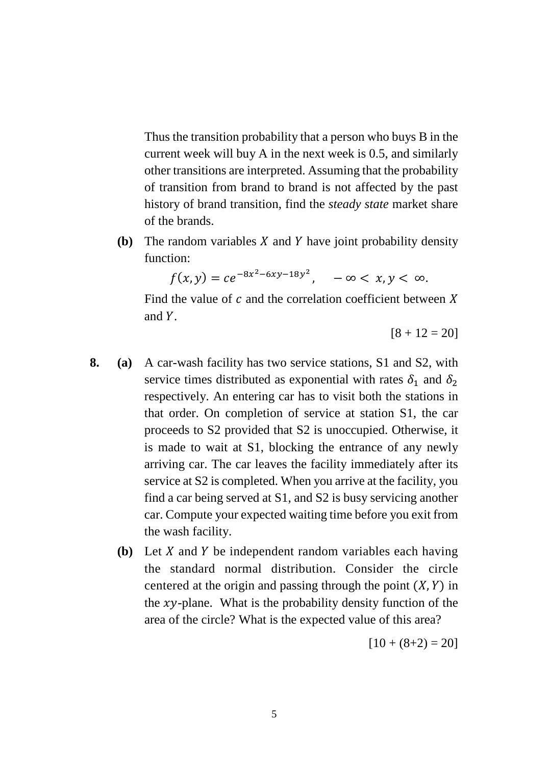 ISI Admission Test M.Tech (QROR) PQB 2017 Sample Paper - Page 5