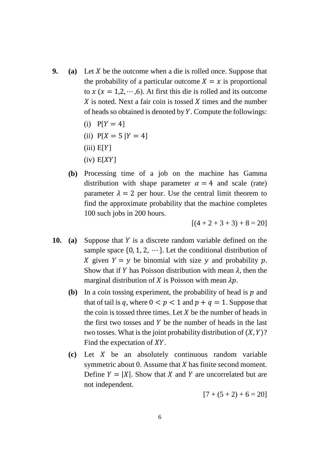 ISI Admission Test M.Tech (QROR) PQB 2017 Sample Paper - Page 6