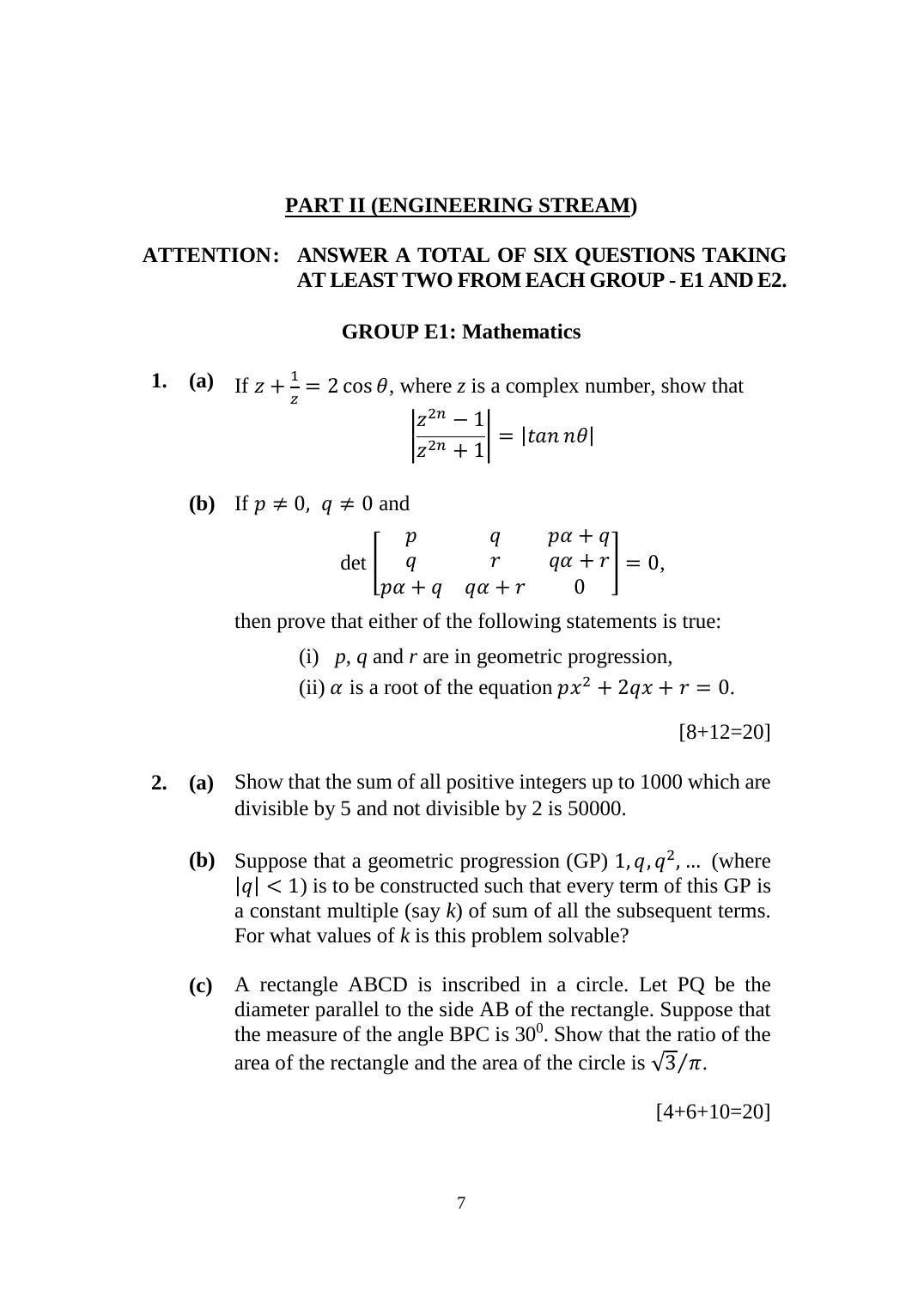 ISI Admission Test M.Tech (QROR) PQB 2017 Sample Paper - Page 7