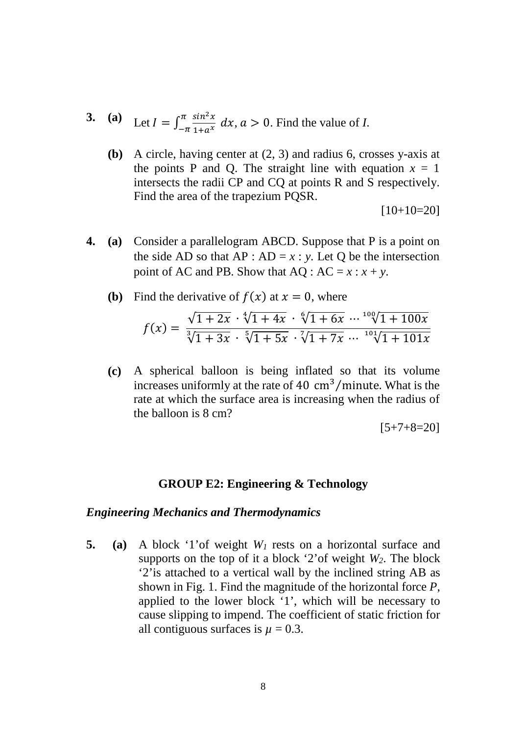 ISI Admission Test M.Tech (QROR) PQB 2017 Sample Paper - Page 8