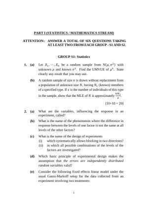 ISI Admission Test M.Tech (QROR) PQB 2017 Sample Paper