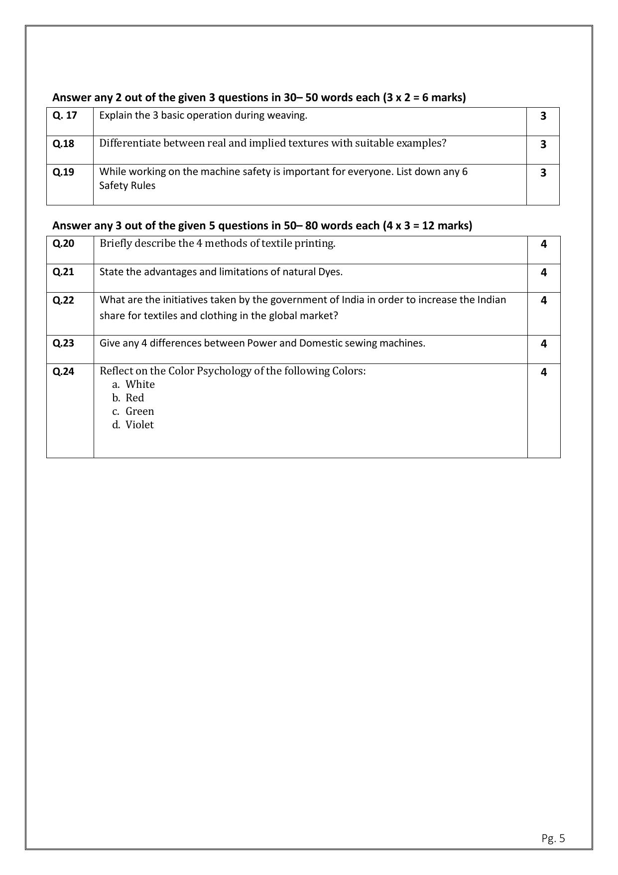 CBSE Class 11: Fashion Studies 2025 Sample Paper - Page 5