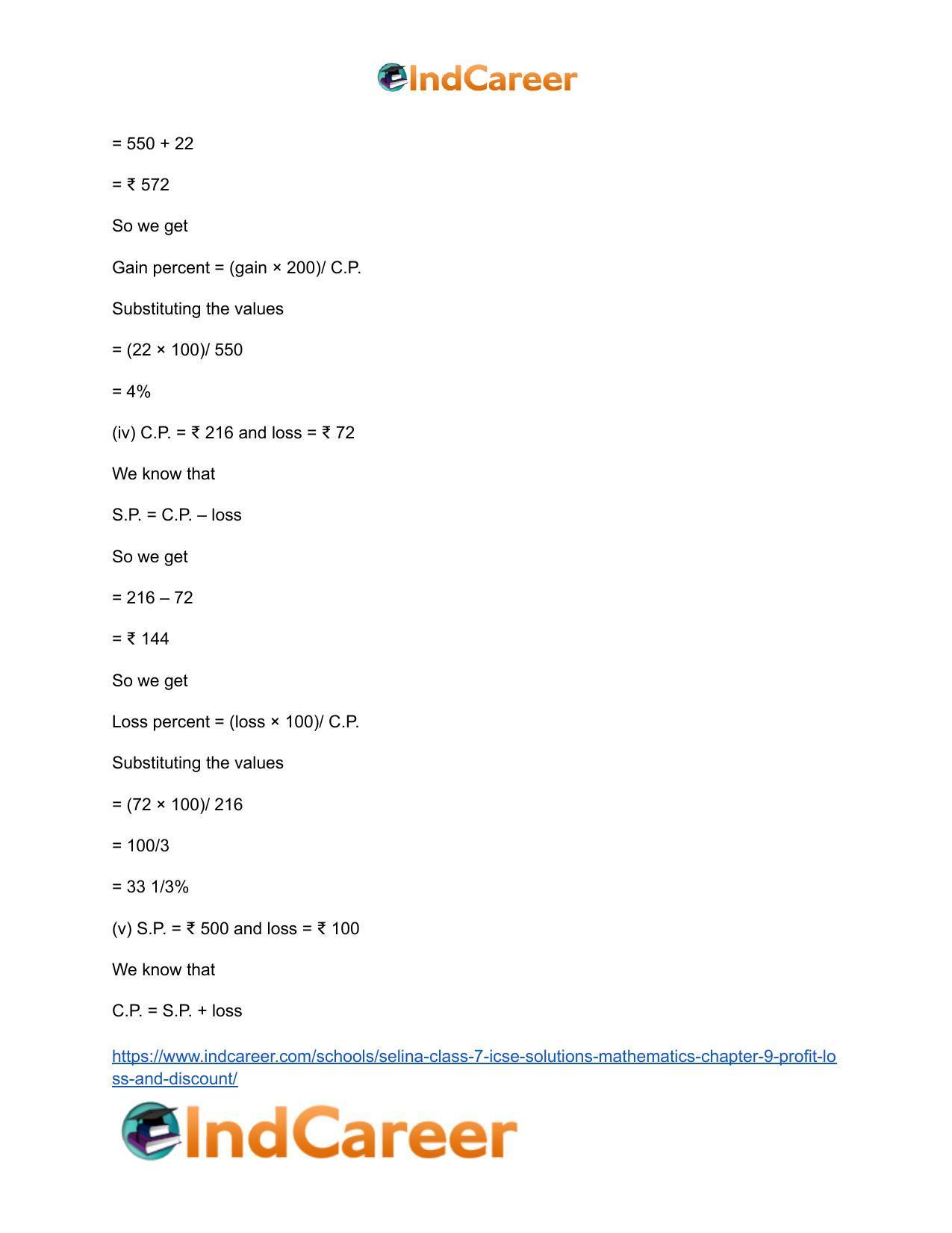 Selina Class 7 ICSE Solutions Mathematics : Chapter 9- Profit, Loss and Discount - Page 4