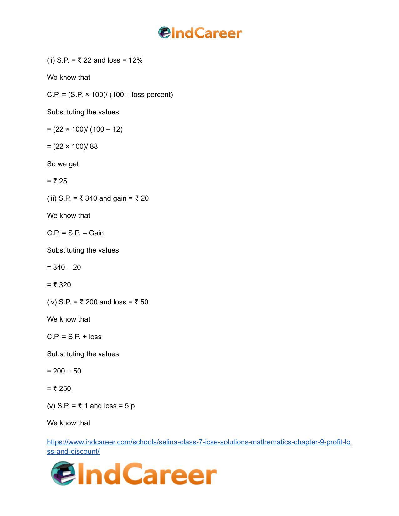 Selina Class 7 ICSE Solutions Mathematics : Chapter 9- Profit, Loss and Discount - Page 13