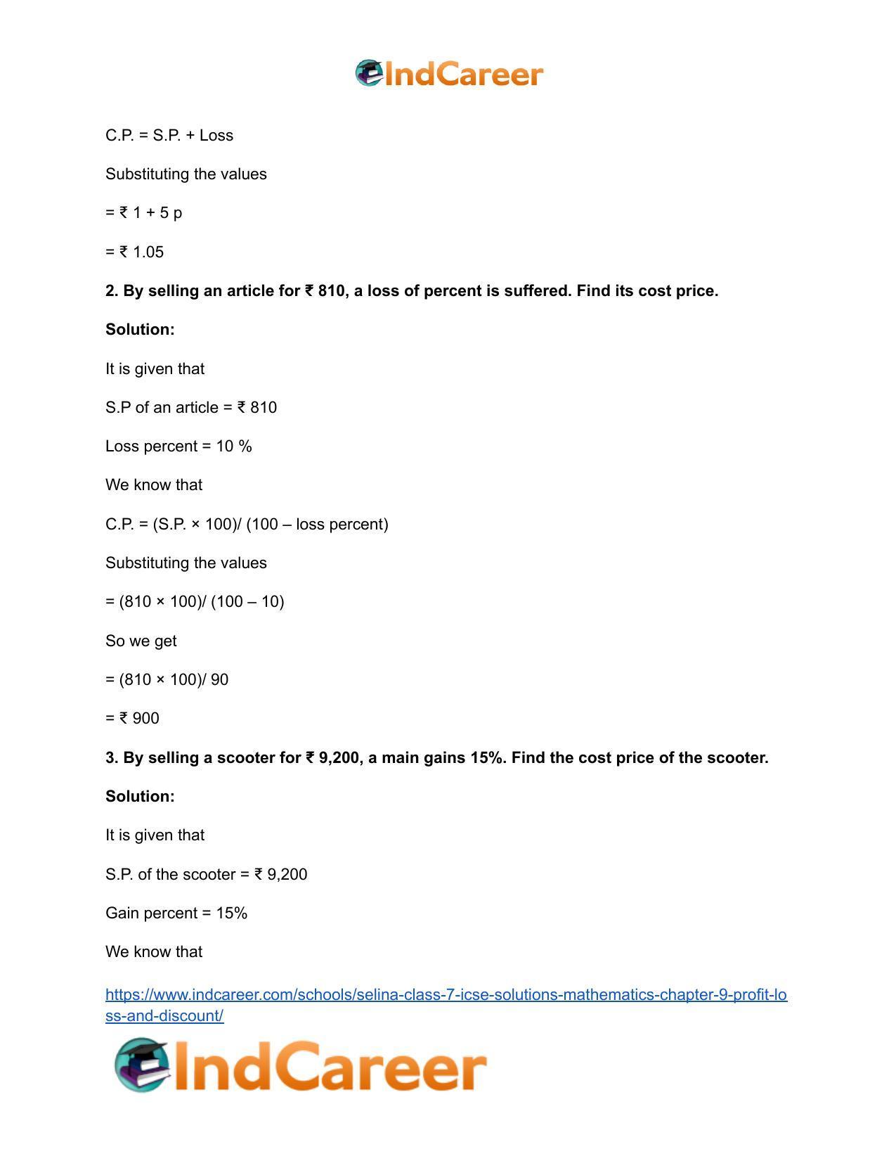 Selina Class 7 ICSE Solutions Mathematics : Chapter 9- Profit, Loss and Discount - Page 14