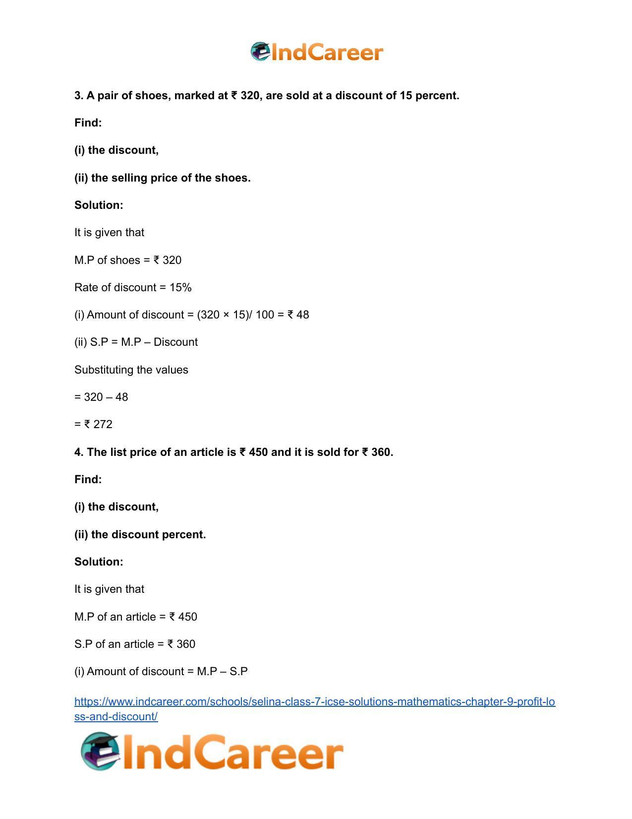 Selina Class 7 ICSE Solutions Mathematics : Chapter 9- Profit, Loss and Discount - Page 26