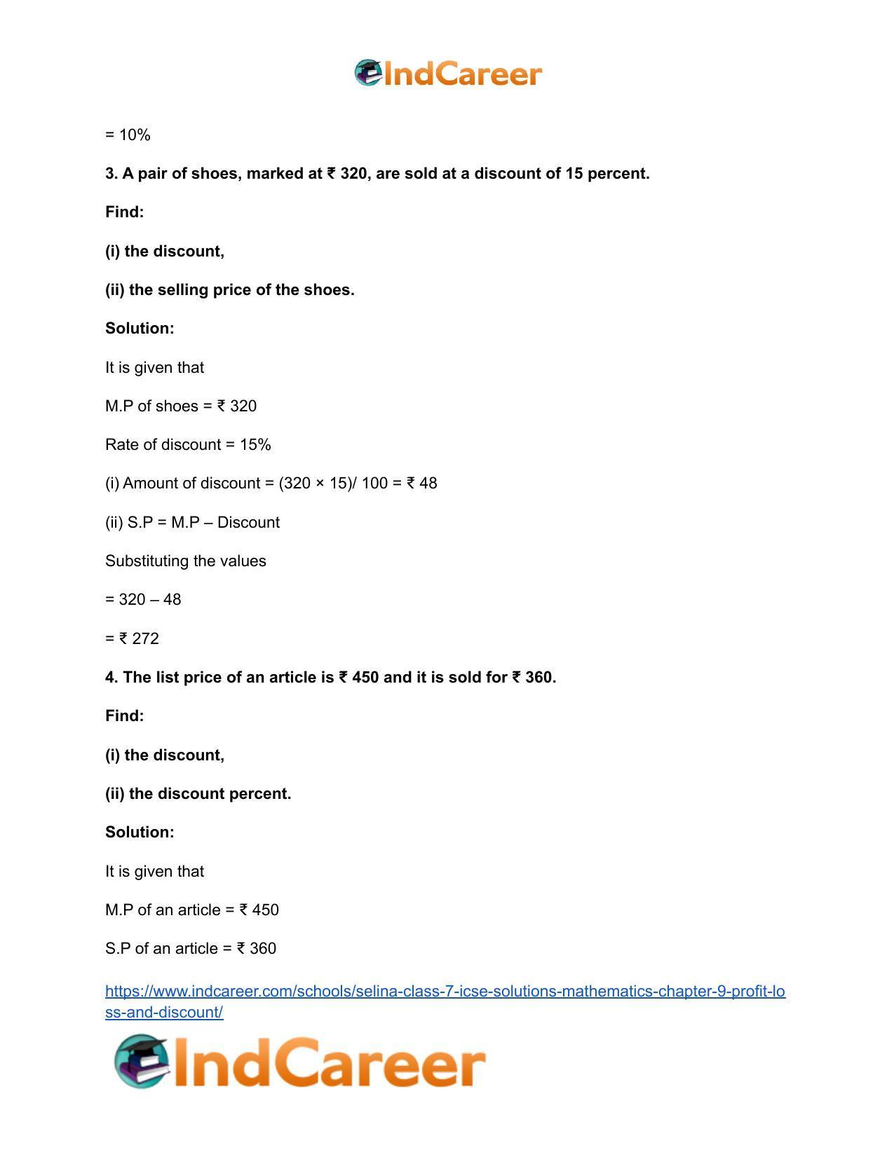 Selina Class 7 ICSE Solutions Mathematics : Chapter 9- Profit, Loss and Discount - Page 50